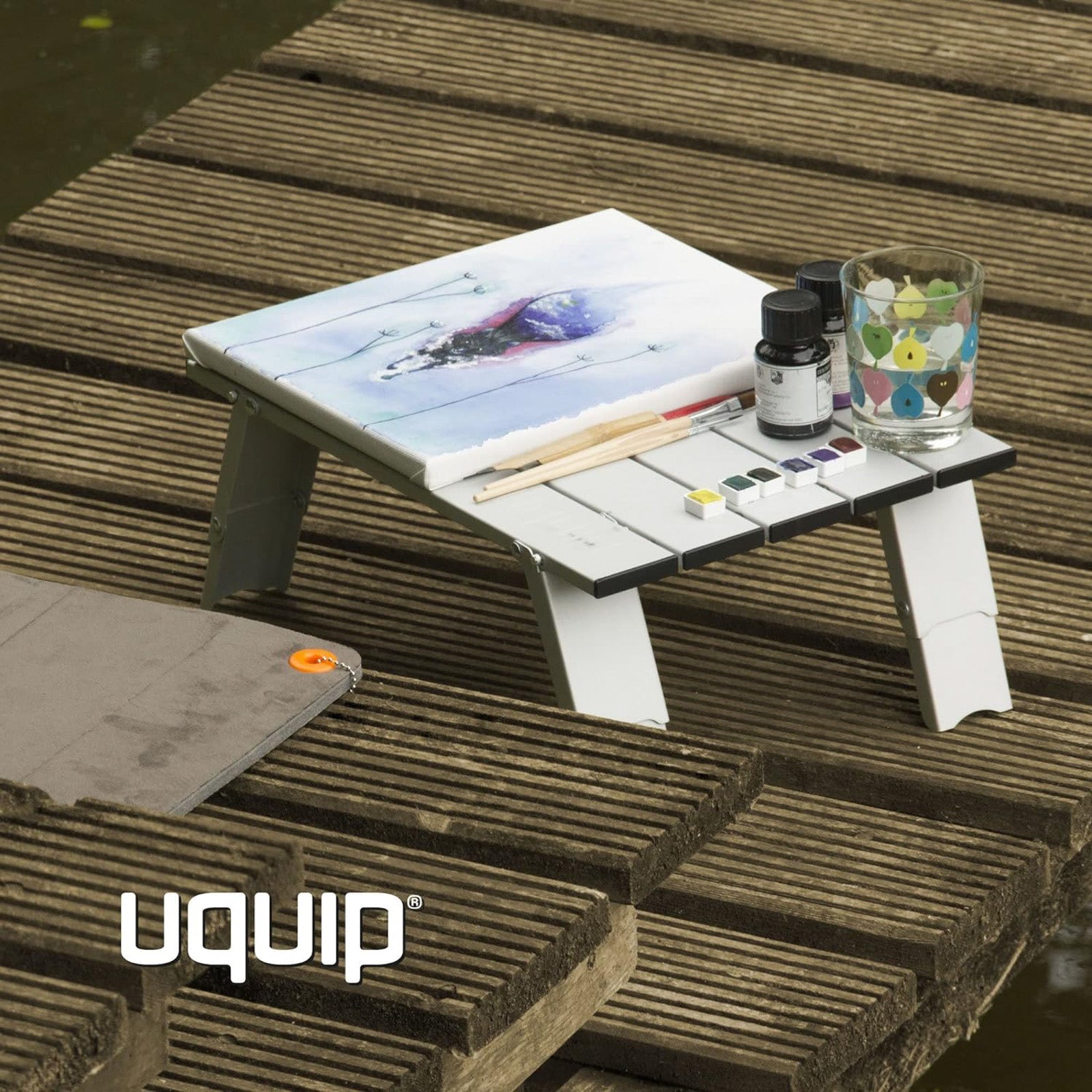 Table de camping UQUIP, mini table de pêche pratique, pliable, réglable et légère en aluminium