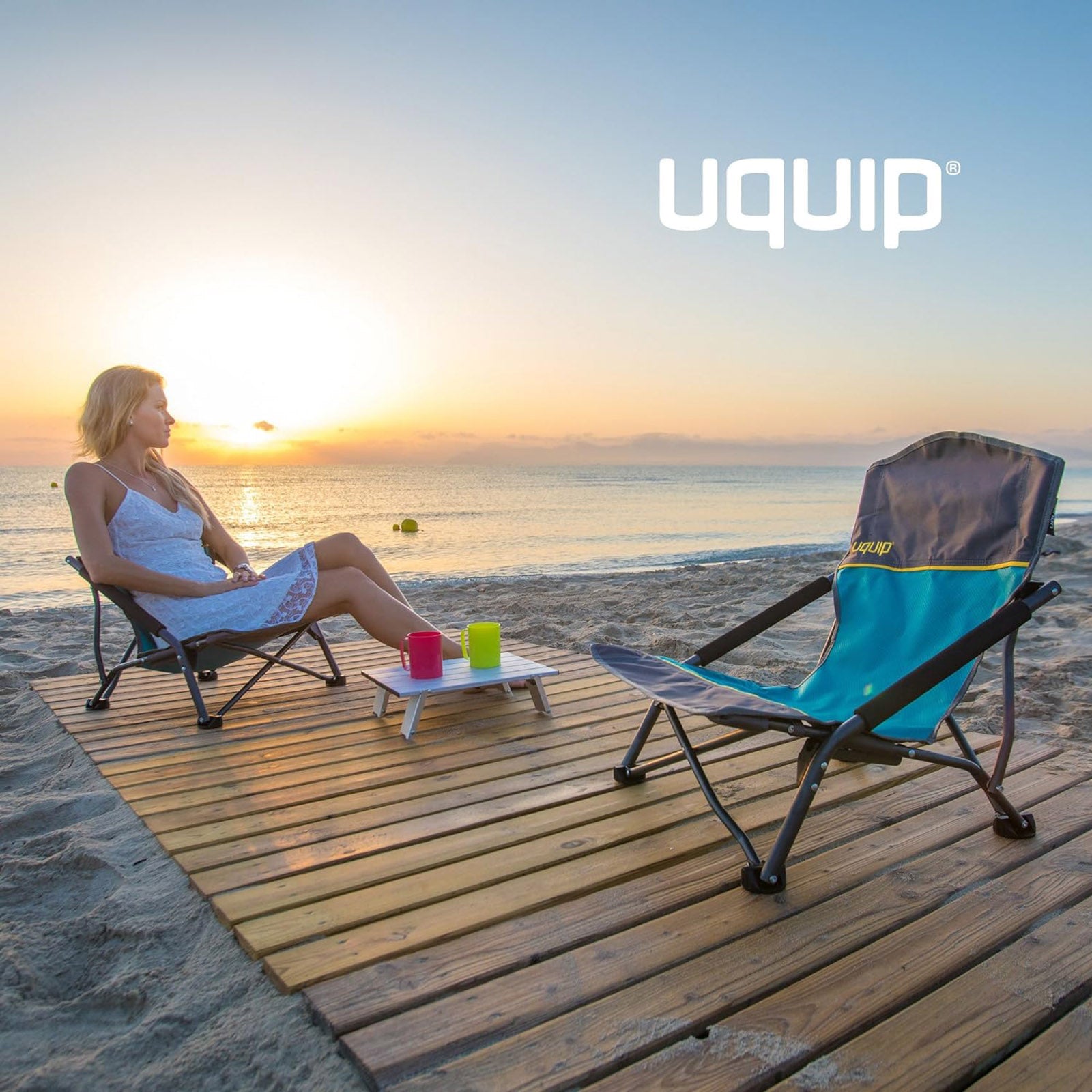 UQUIP Strandstuhl Set Mary Campingstuhl Faltstuhl Klappstuhl Niedrig 120 kg