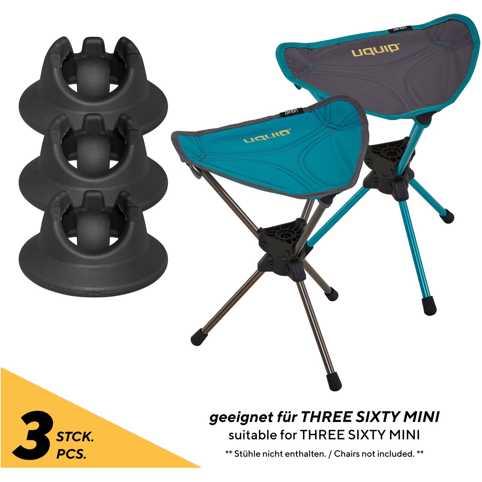Embouts de pied UQUIP Muddy S pour surfaces souples pour tabouret de camping Three Sixty Mini