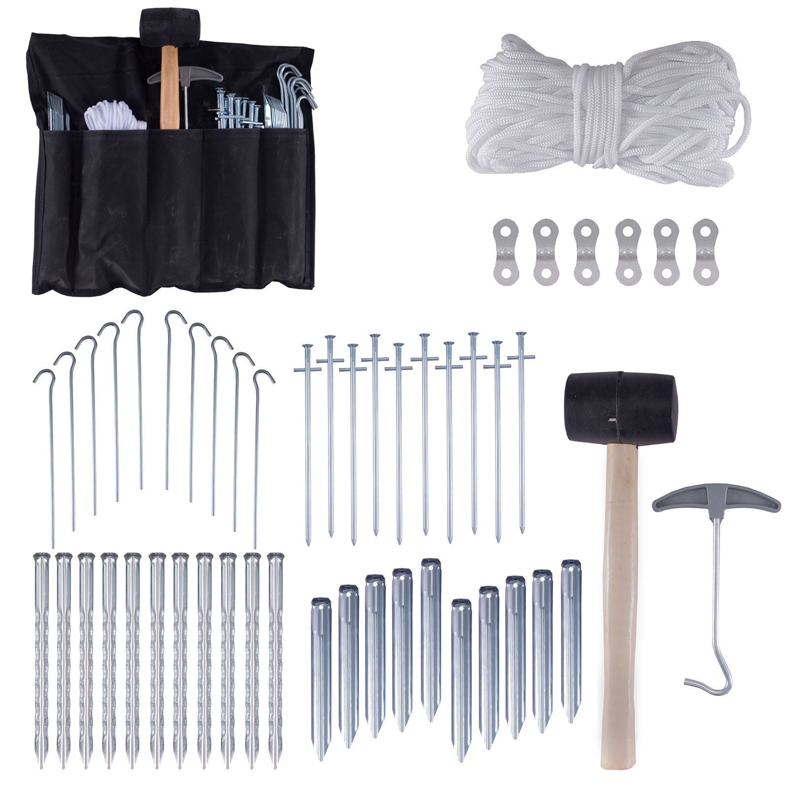 OUTDOOR Zelt Zubehör Aufbau Set 50tlg Hering Ersatz Camping Markise Sonnensegel