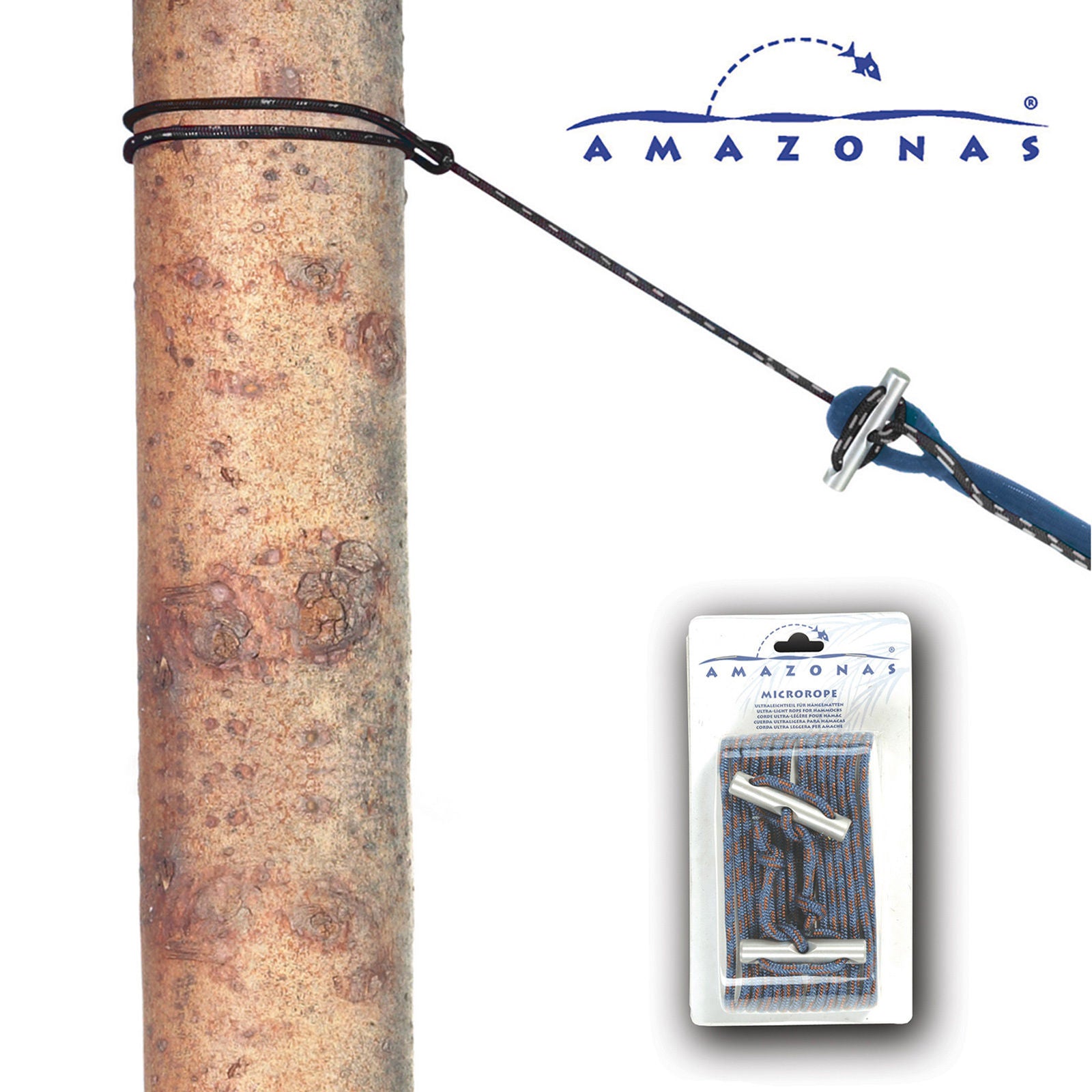 Ensemble de cordes de fixation pour hamac Microrope AMAZONAS, fixation pour chaise suspendue et arbre