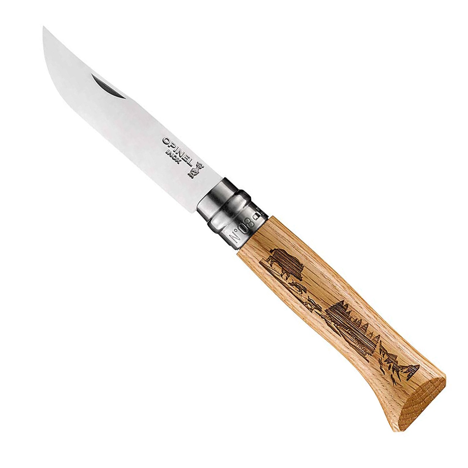 Couteau de poche OPINEL Animalia 08, motif animal, couteau pliant, camping, acier inoxydable, bois