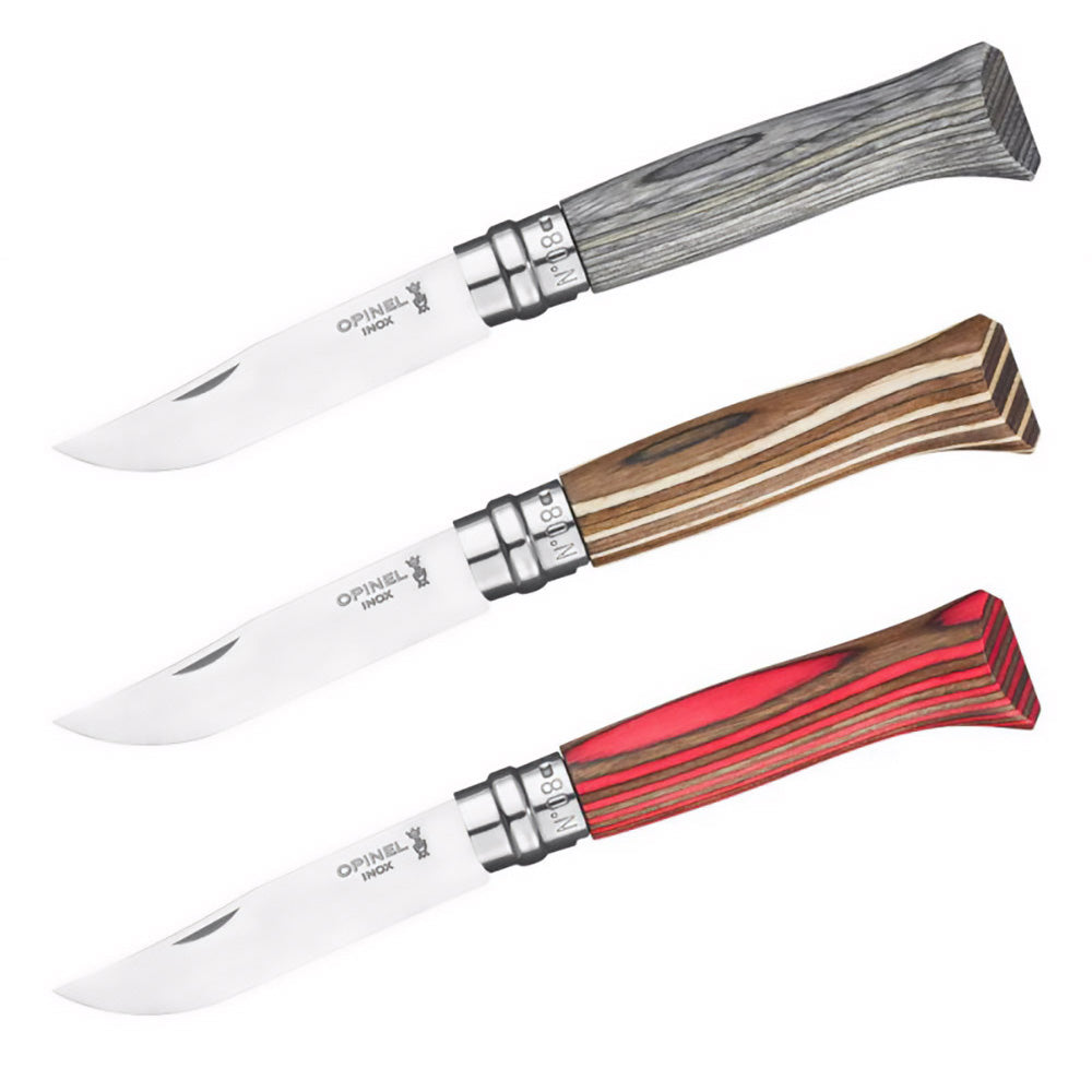 OPINEL Klappmesser No 8 Camping Messer Taschenmesser Birke Holz Inox Stahl