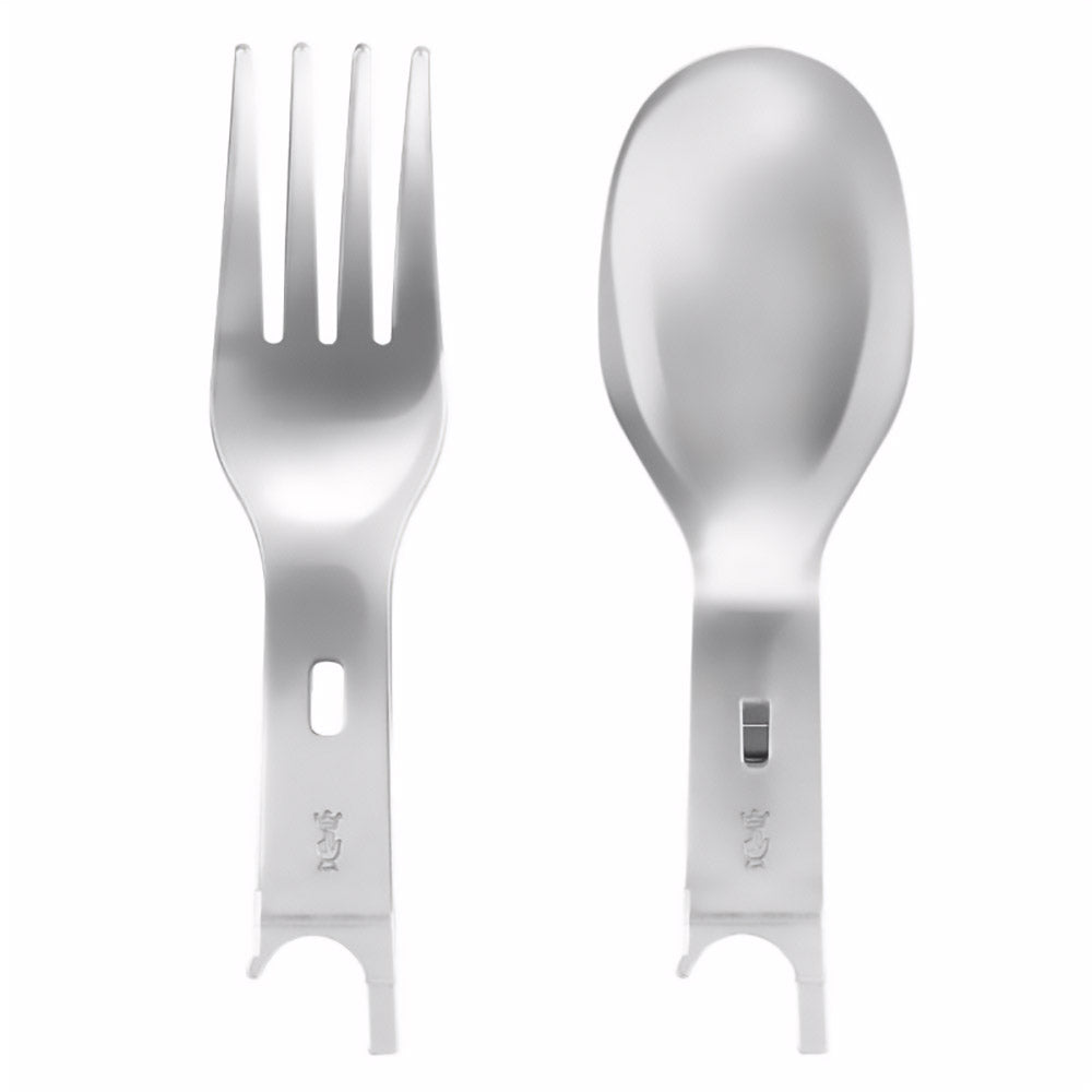 OPINEL Picnic Plus Set : couteau pliant n° 8, couverts de camping (fourchette, cuillère, couteau), 4 pièces
