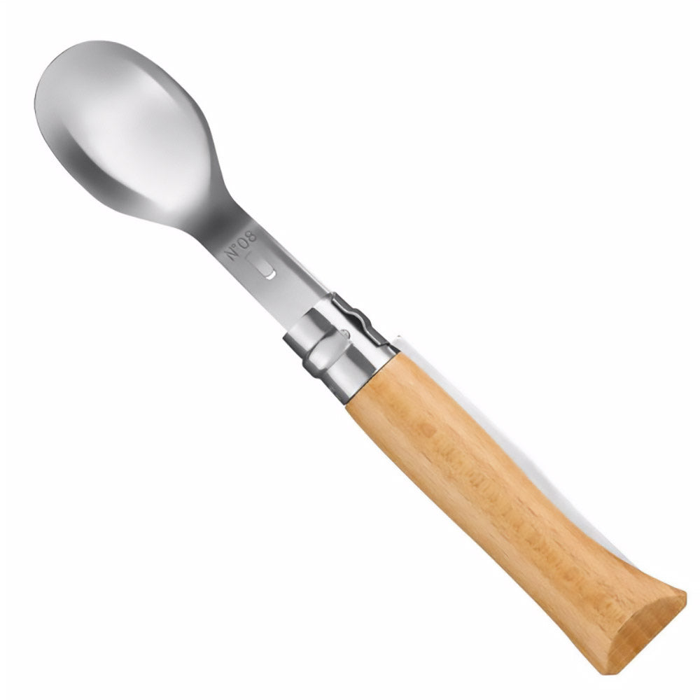 OPINEL Picnic Plus Set : couteau pliant n° 8, couverts de camping (fourchette, cuillère, couteau), 4 pièces