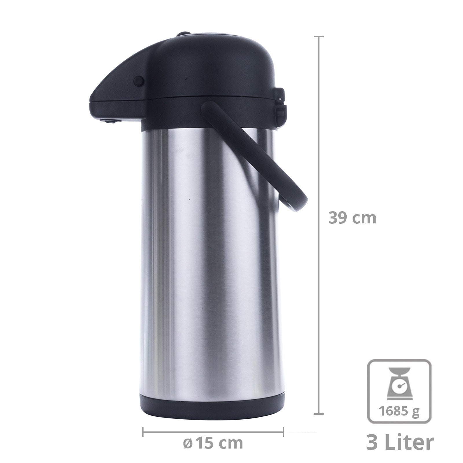 Pichet à pompe Airpot 1,9/2,2/3 L - Pichet isotherme, cafetière en acier inoxydable