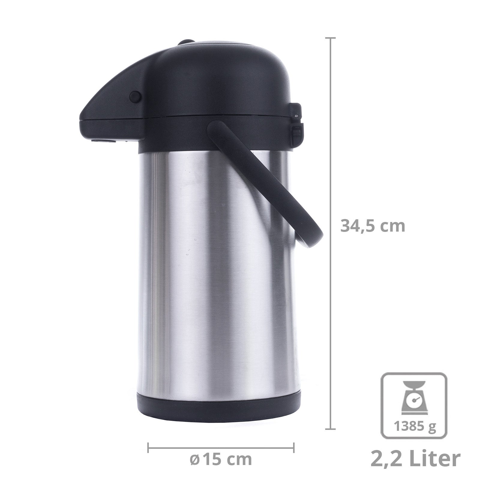 Airpot 1,9/2,2/3 L Pumpkanne - Isolierkanne Thermo Kanne Kaffeekanne Edelstahl