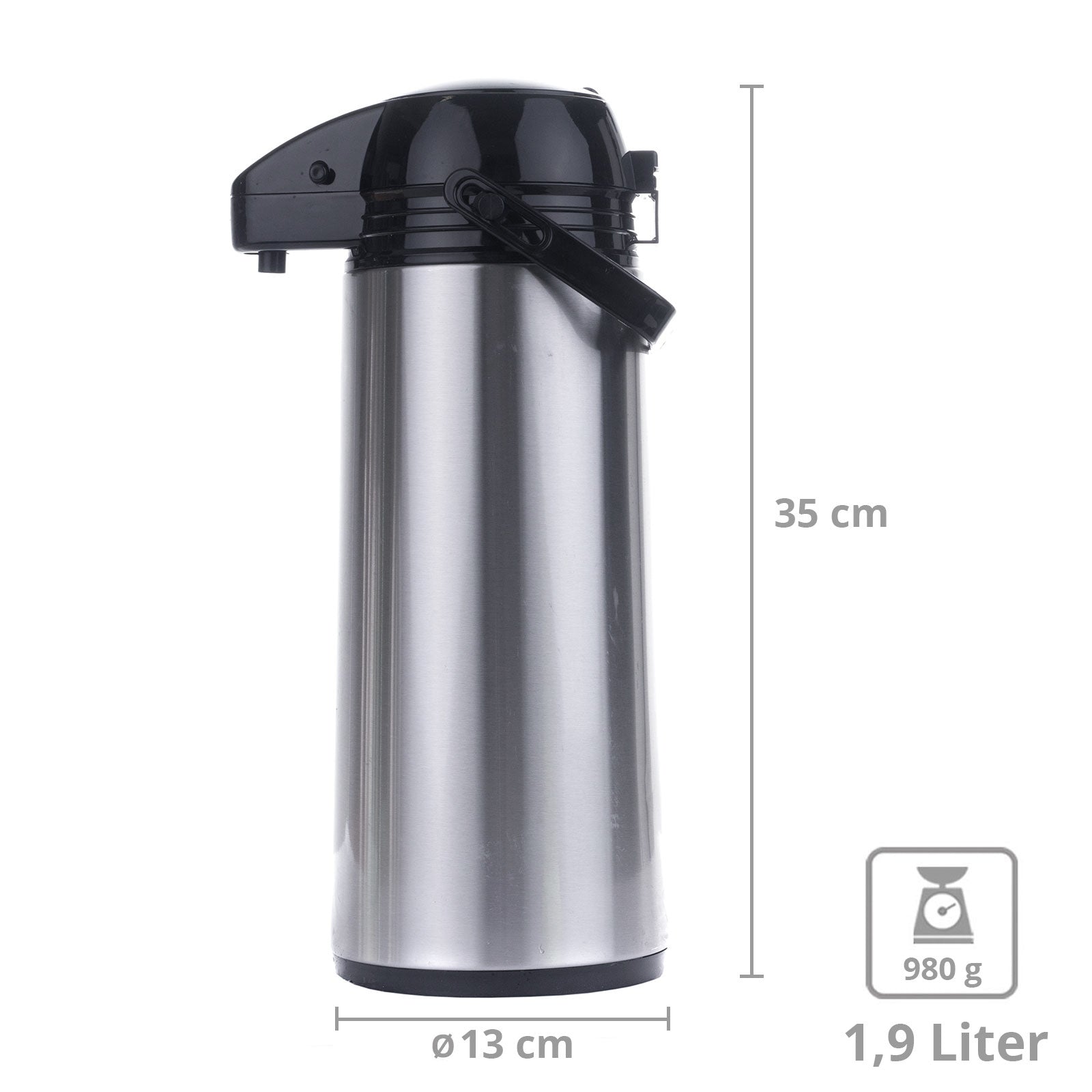 Pichet à pompe Airpot 1,9/2,2/3 L - Pichet isotherme, cafetière en acier inoxydable