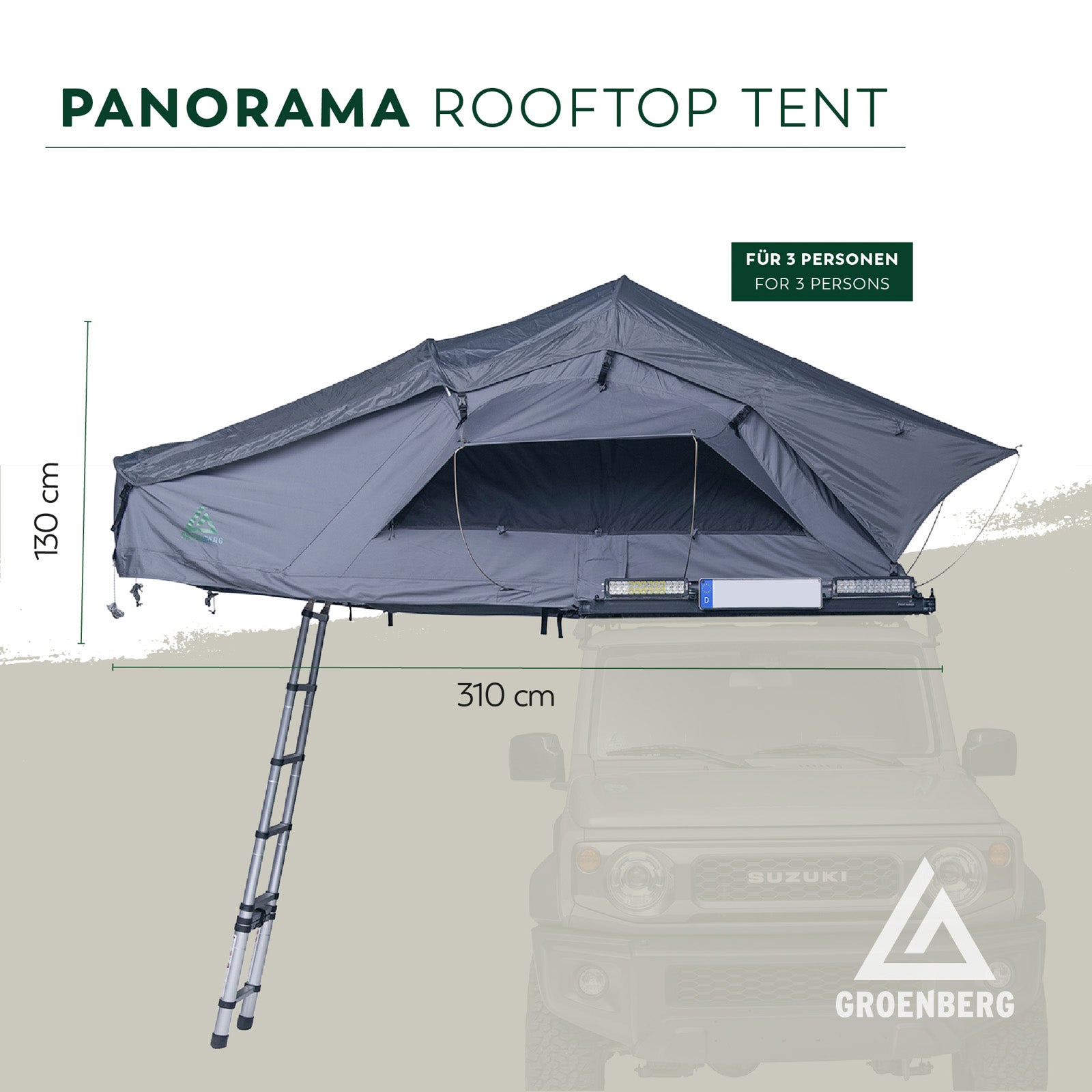 GROENBERG Auto Dachzelt Villmark Rooftop Camping Dach Zelt Softcover Baumwolle