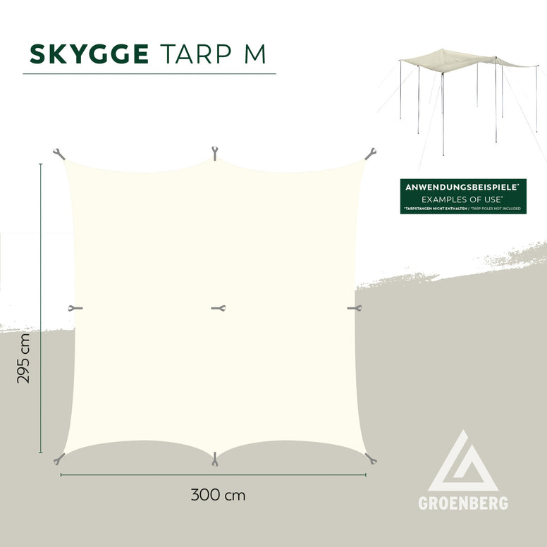 GROENBERG Tarp Skygge M Sunshade Camping Tent Wind Protection Outdoor Cotton