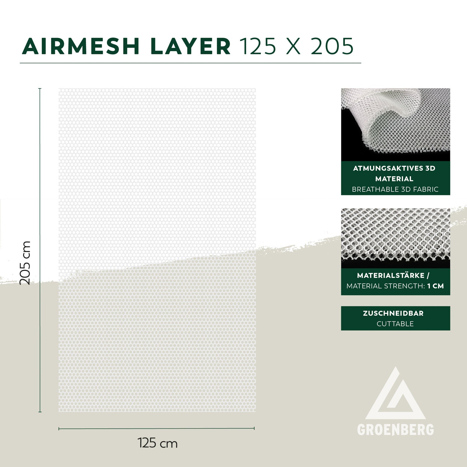 GROENBERG Matratzenunterlage 3D Air Mesh S Dachzelt Zubehör Matratze Belüftung