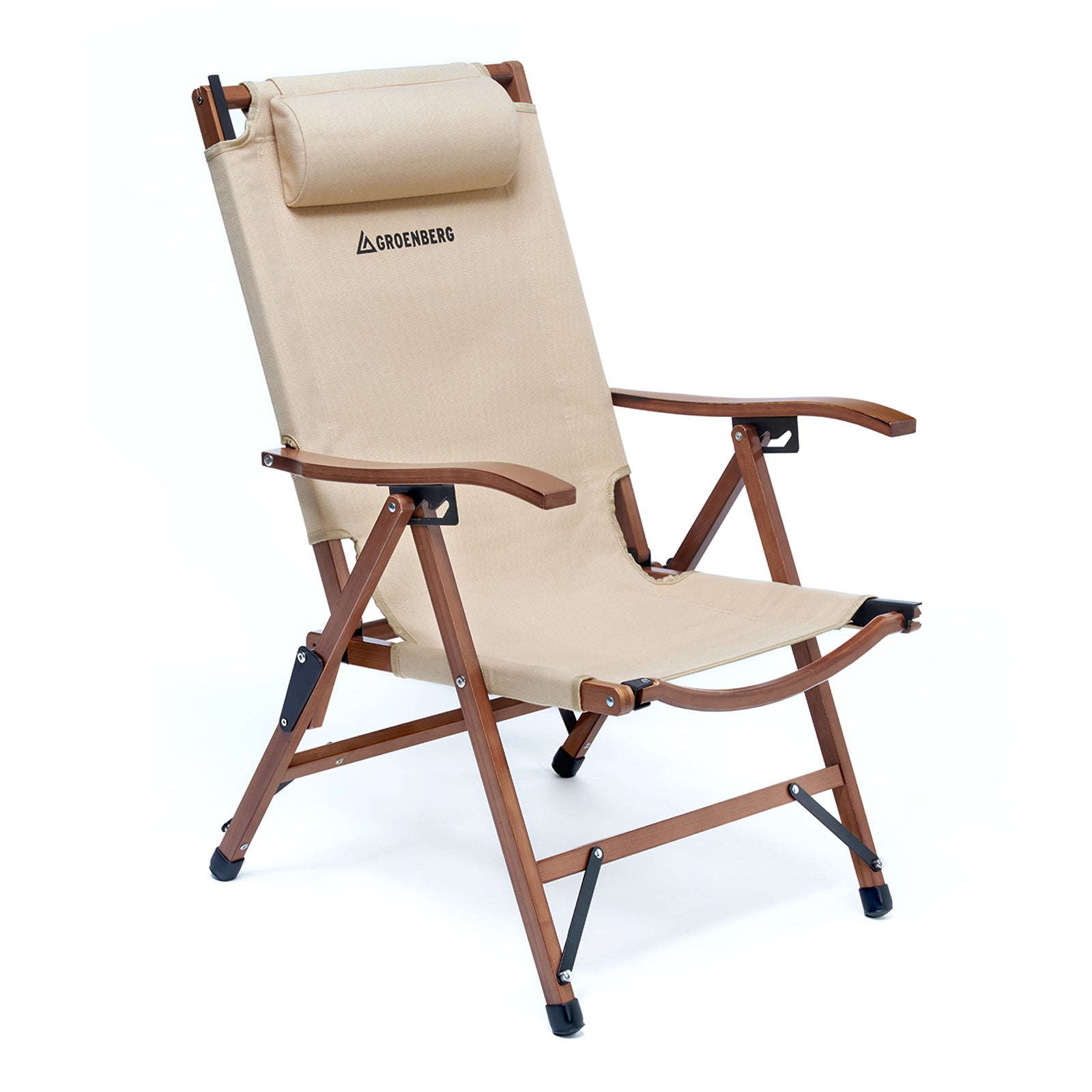 GROENBERG Klappstuhl Skogen Retro Campingstuhl Faltstuhl Stuhl Verstellbar Holz