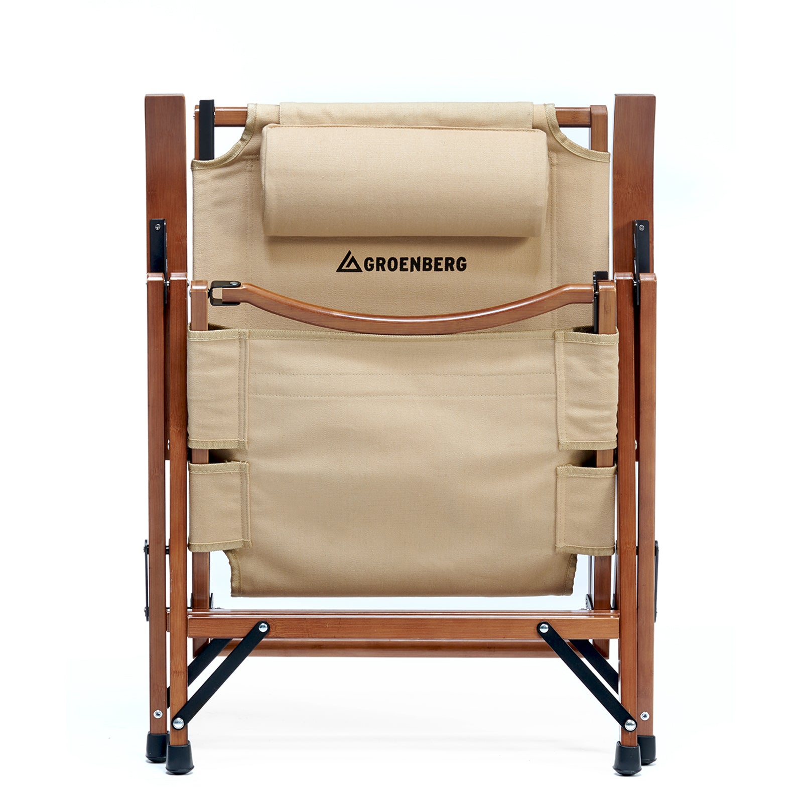 GROENBERG Klappstuhl Skogen Retro Campingstuhl Faltstuhl Stuhl Verstellbar Holz