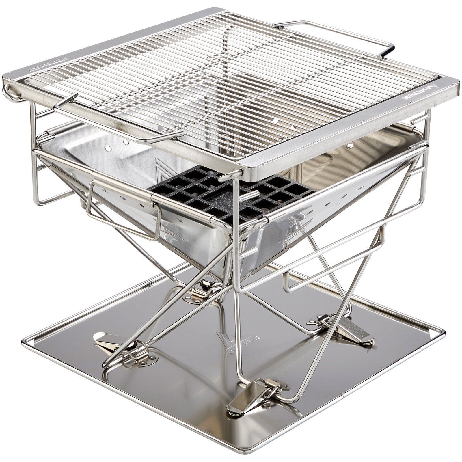 GROENBERG Camping Grill Katla M Faltgrill Holz Kohle Faltbar Outdoor Edelstahl