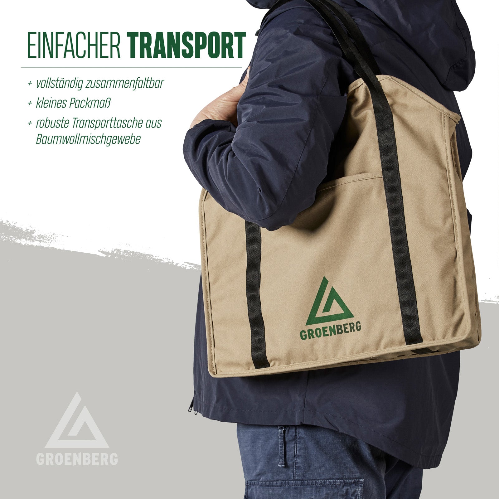 GROENBERG Camping Grill Katla M Faltgrill Holz Kohle Faltbar Outdoor Edelstahl