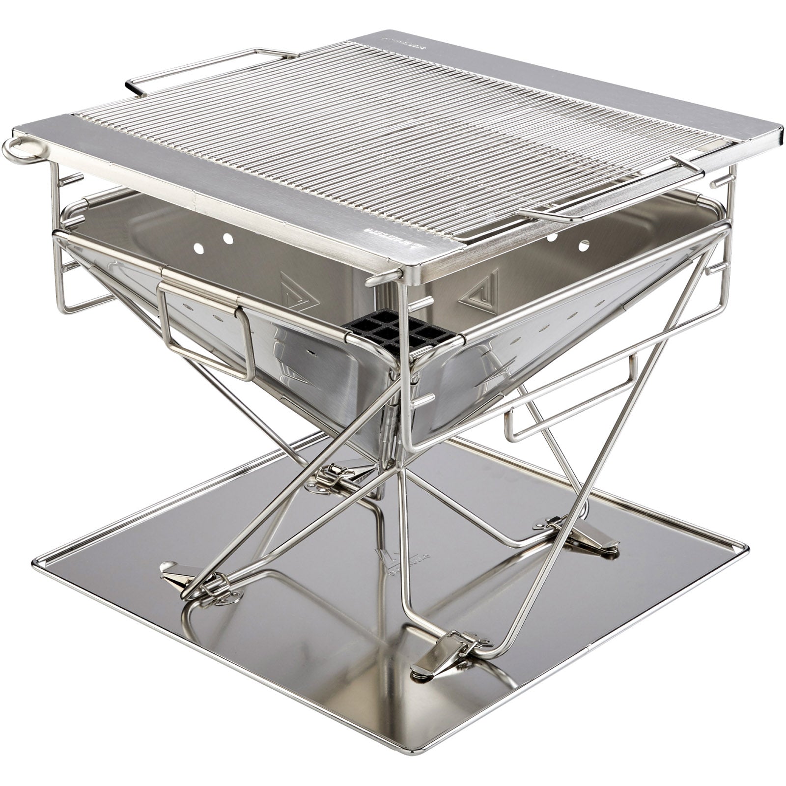 GROENBERG Camping Grill Katla L Faltgrill Holz Kohle Faltbar Outdoor Edelstahl