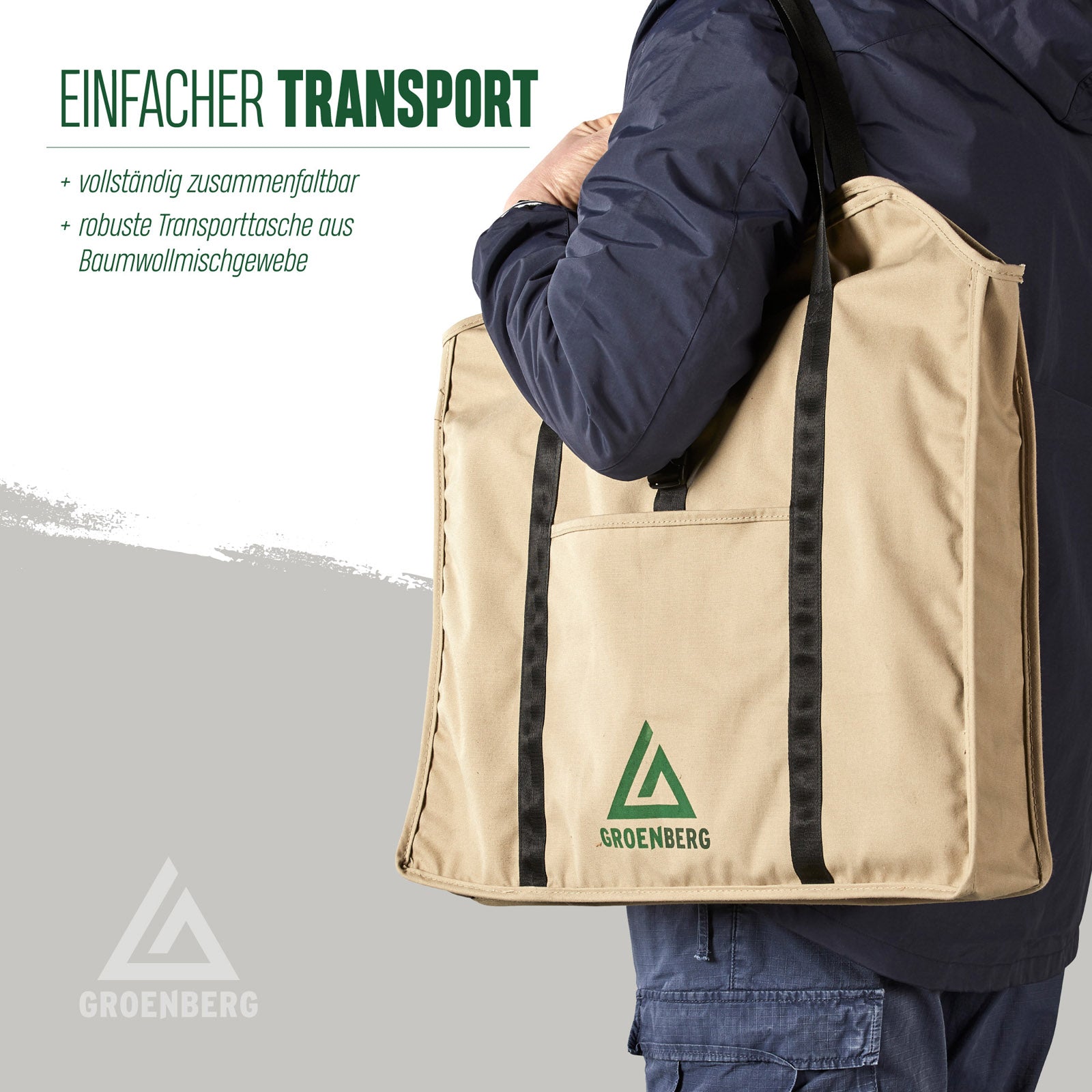 GROENBERG Camping Grill Katla L Faltgrill Holz Kohle Faltbar Outdoor Edelstahl