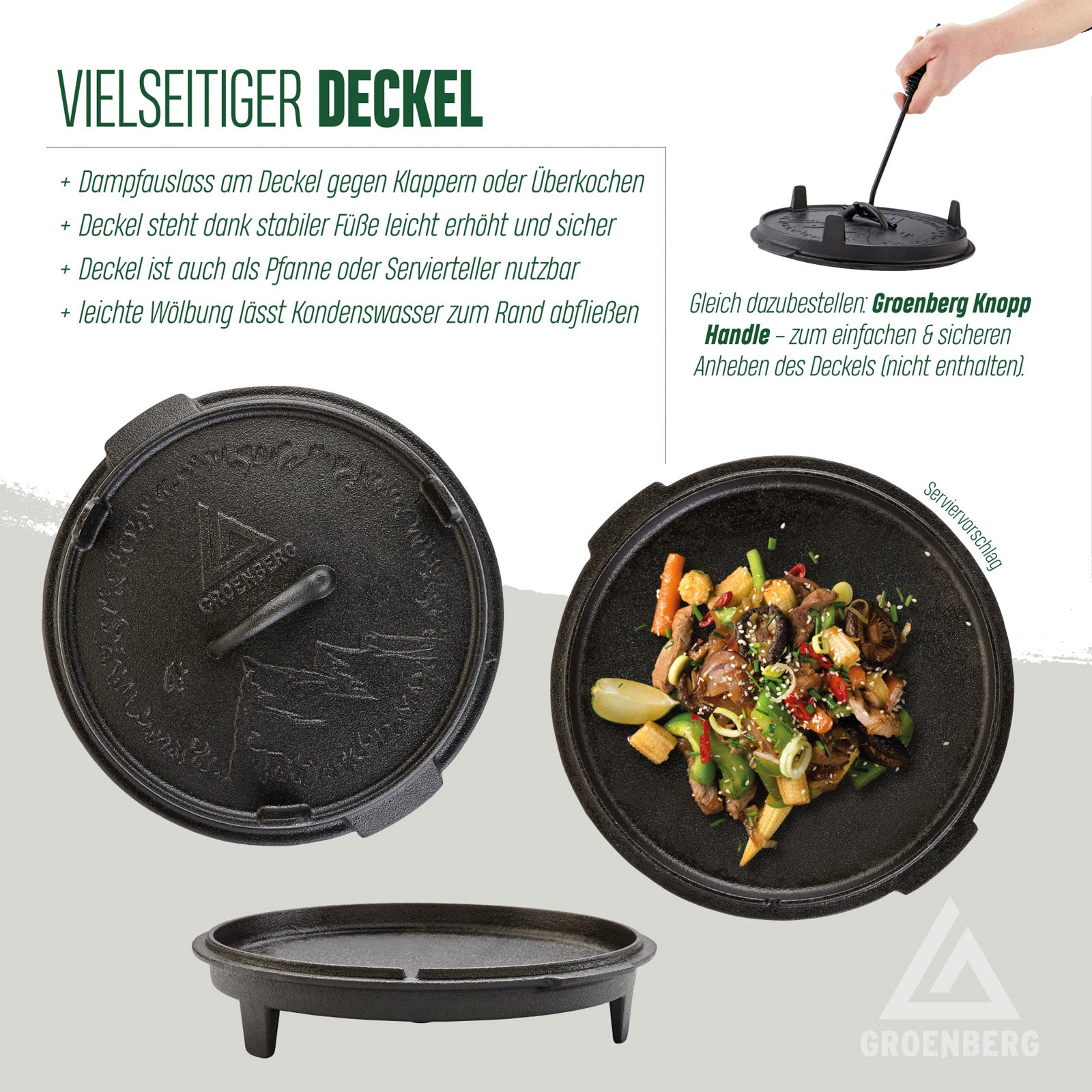 GROENBERG Fire Pot Askja Pot 4 L Cooking Pot Dutch Oven Camping Outdoor Cast Iron