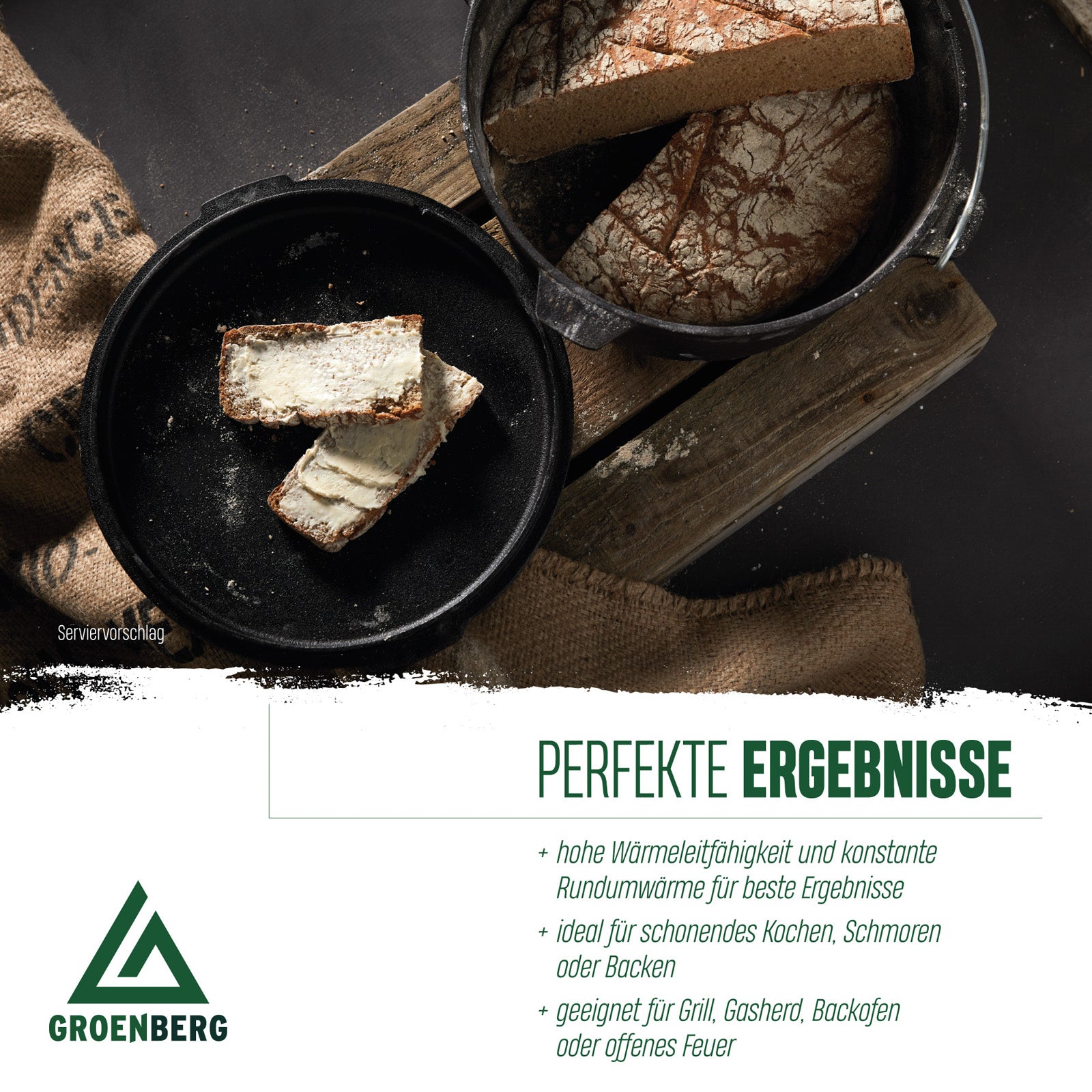 GROENBERG Fire Pot Askja Pot 7 L Marmite Four hollandais Camping Extérieur Fonte