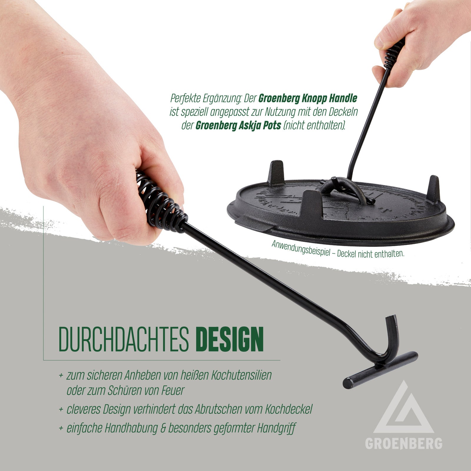 GROENBERG lid lifter Knopp Handle poker fire hook Dutch Oven pot handle
