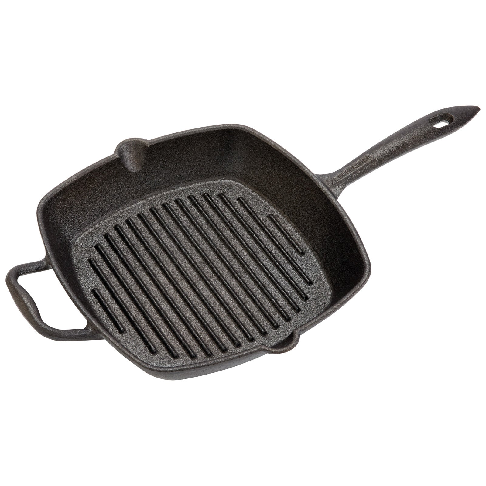 GROENBERG Grill Pan Cast Iron Pan Nabro Frying Pan Handle Square 28 cm