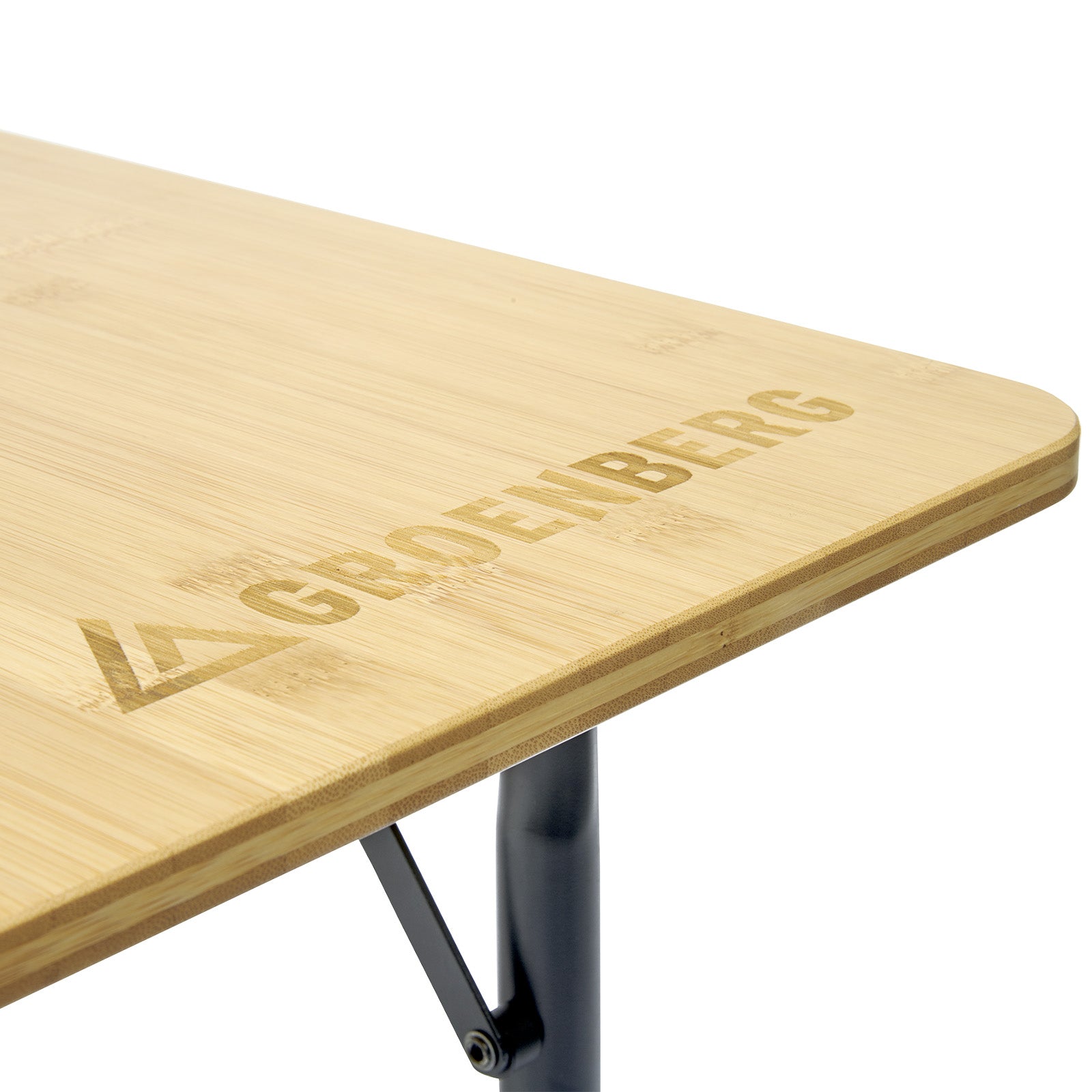 GROENBERG Camping Table Skal Folding Table Suitcase Table Height Adjustable Bamboo Wood