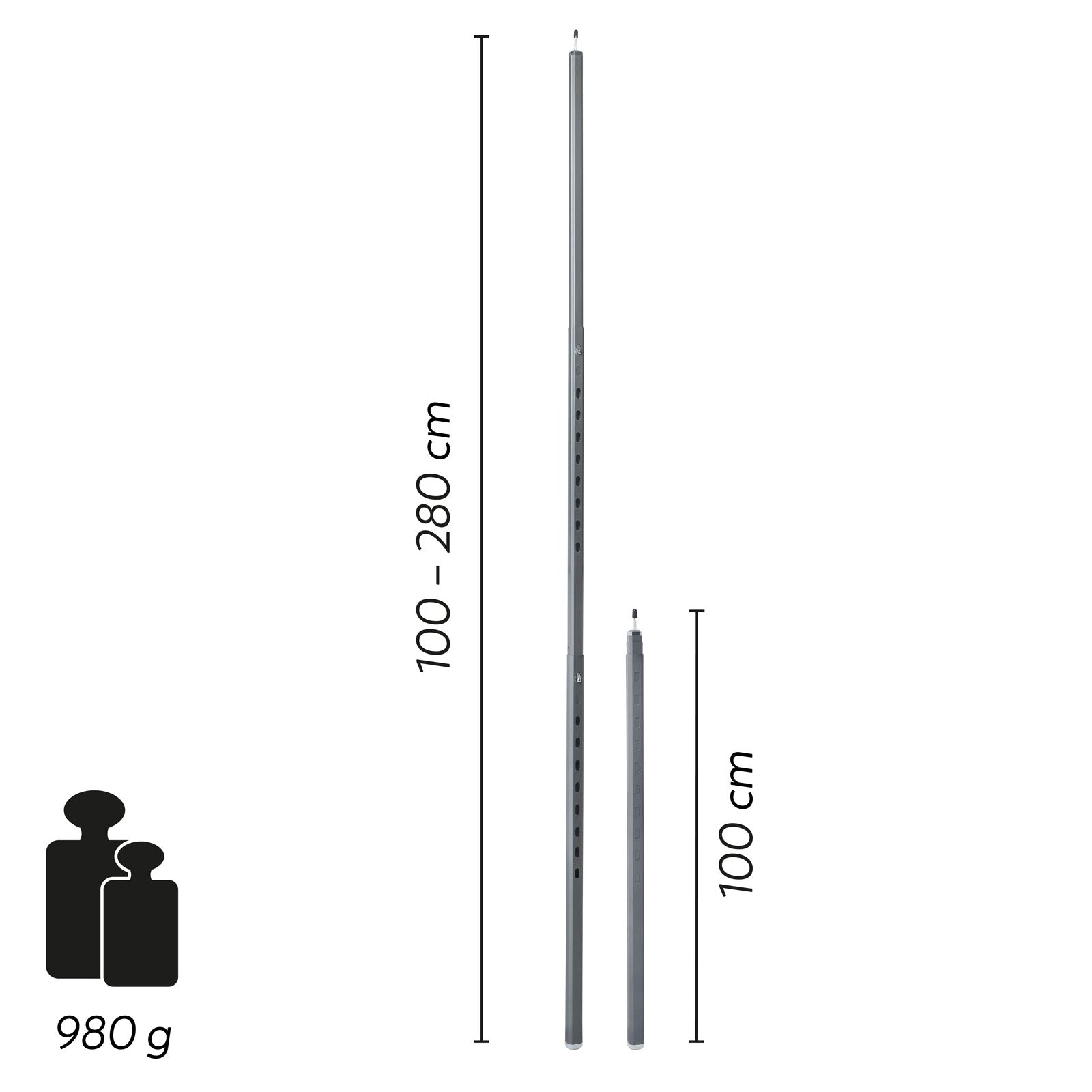 GROENBERG Teleskop Tarpstange Tarp Pole Barande L Sonnensegel Zelt Gestänge Alu