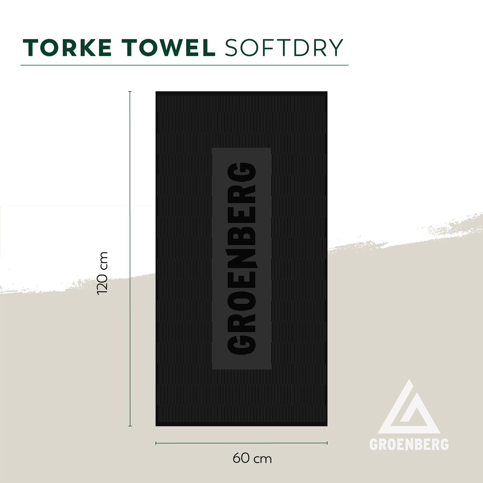Serviette de camping GROENBERG Torke Towel Serviette de bain douce et sèche pour la plage et les voyages 60 x 120 cm