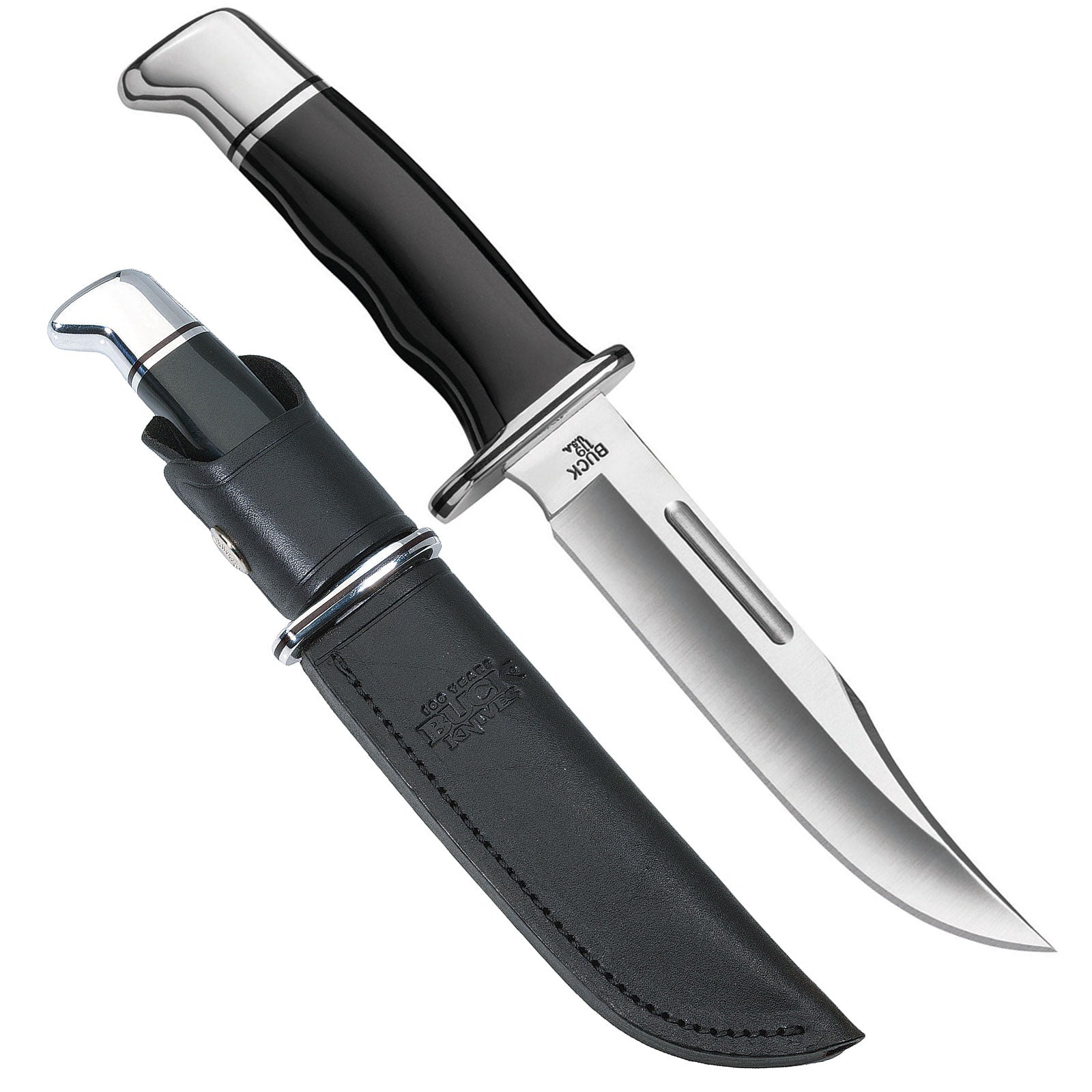 BUCK Bowie-mes 119 Special Vintage jachtmes, riemmes, zakmes, aluminium