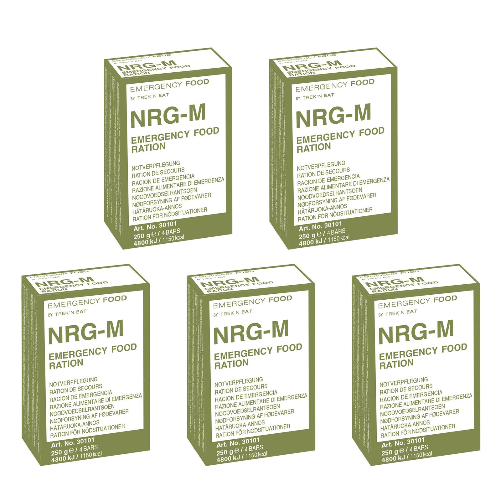 EMERGENCY FOOD 5 x NRG-5 M Notfall Trekking Nahrung Ration Outdoor Essen Vegan