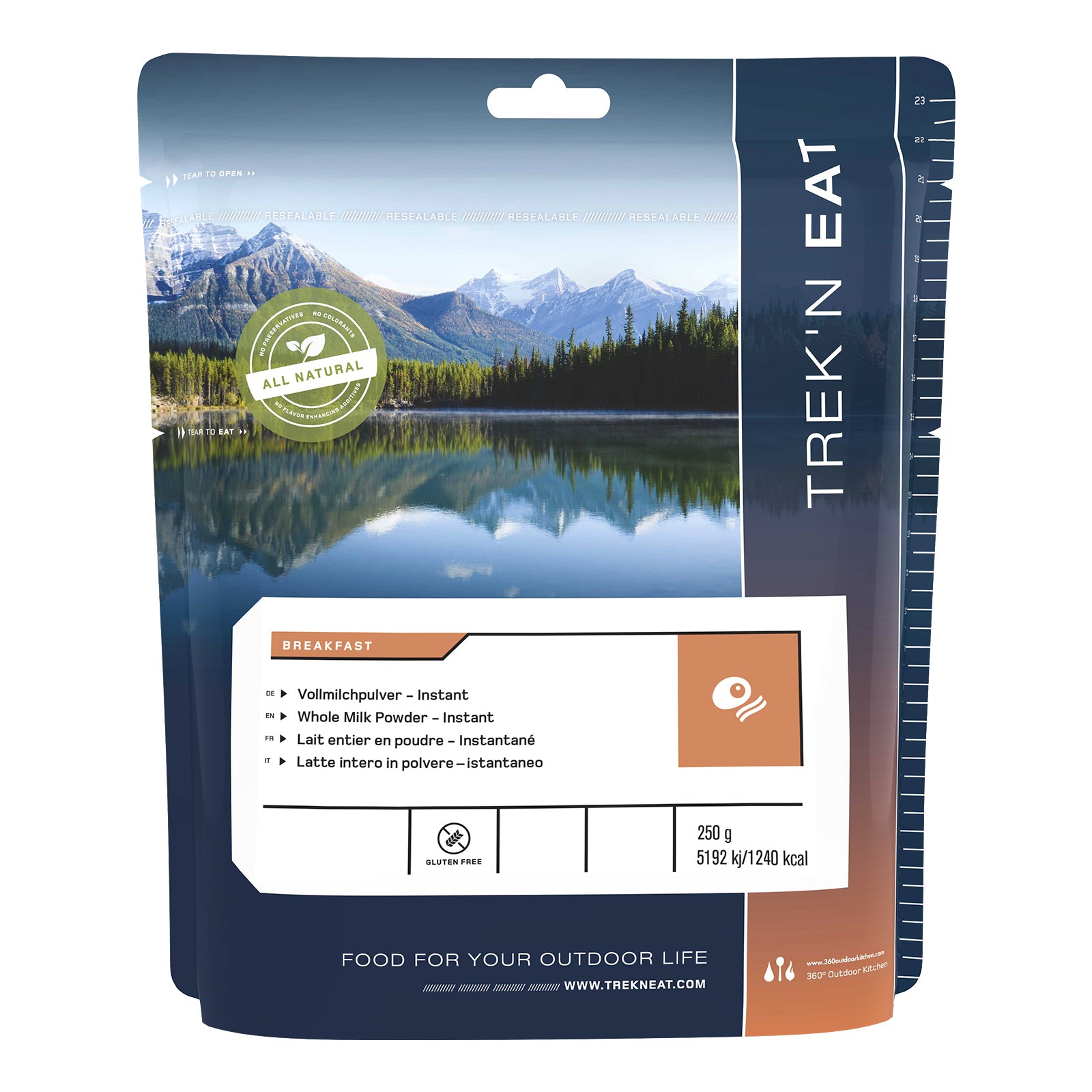 TREK'N EAT Lait entier en poudre Repas végétarien de randonnée Alimentation de plein air Nutrition