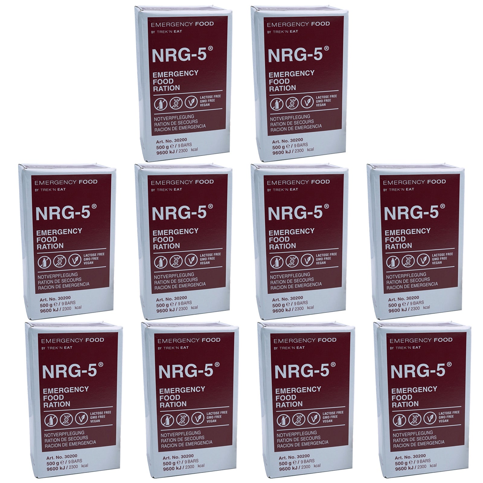 ALIMENTATION D'URGENCE 10 x NRG-5 Trekking Food Ration alimentaire d'urgence Sans lactose Végétalien