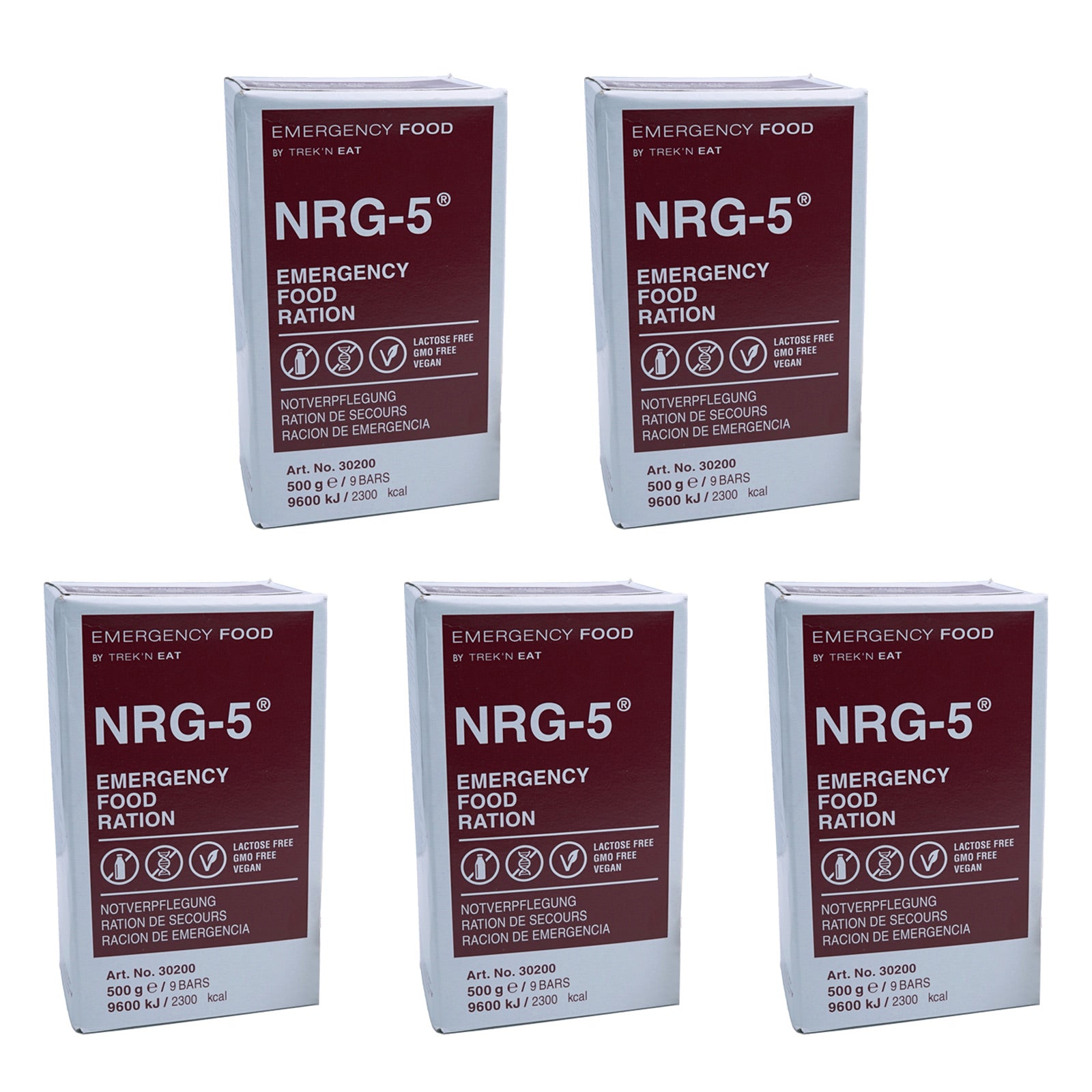 EMERGENCY FOOD 5 x NRG-5 Trekking Nahrung Not Ration Essen Laktosefrei Vegan