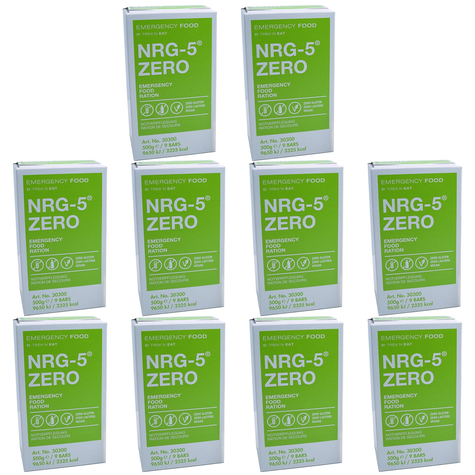 EMERGENCY FOOD 10x NRG-5 ZERO Trekking Nahrung Not Ration Essen Glutenfrei Vegan