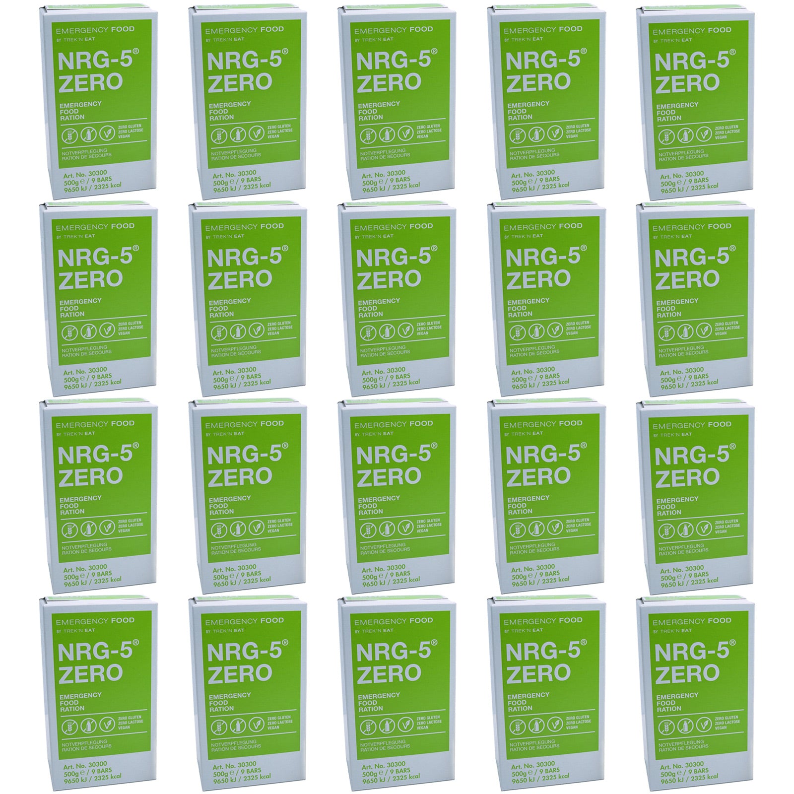 EMERGENCY FOOD 50x NRG-5 ZERO Trekking Nahrung Not Ration Essen Glutenfrei Vegan