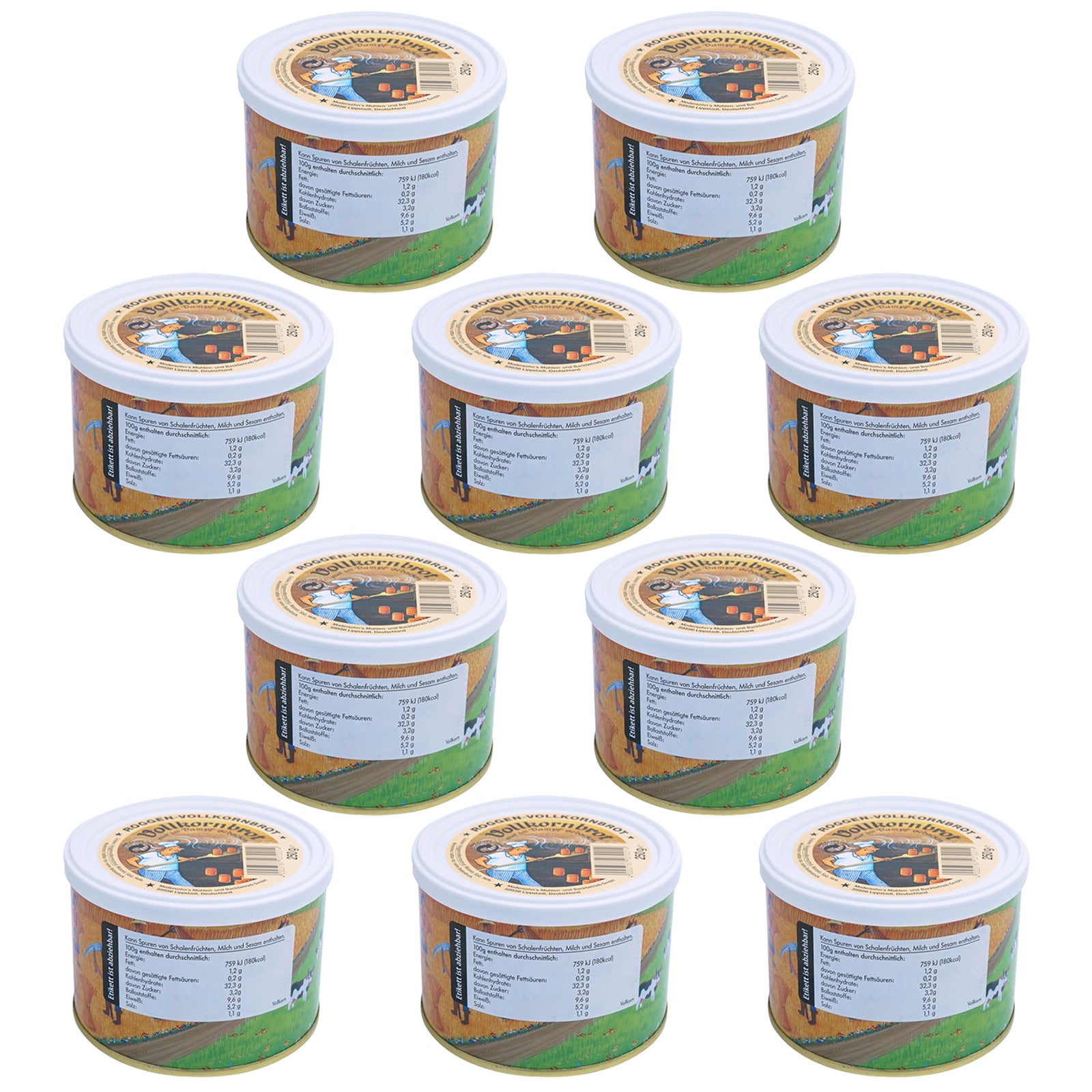 TREK'N EAT 10x Pain complet en boîte Pain Trekking Food Meal Ration Vegan 250 g
