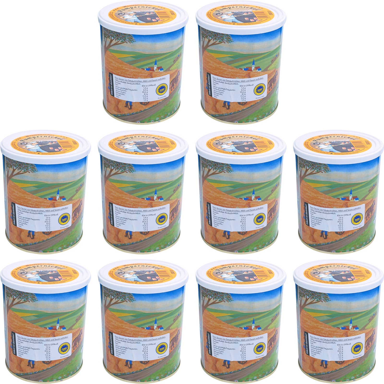 TREK'N EAT 10x Pumpernickel Dosen Brot Trekking Nahrung Essen Ration Vegan 500 g