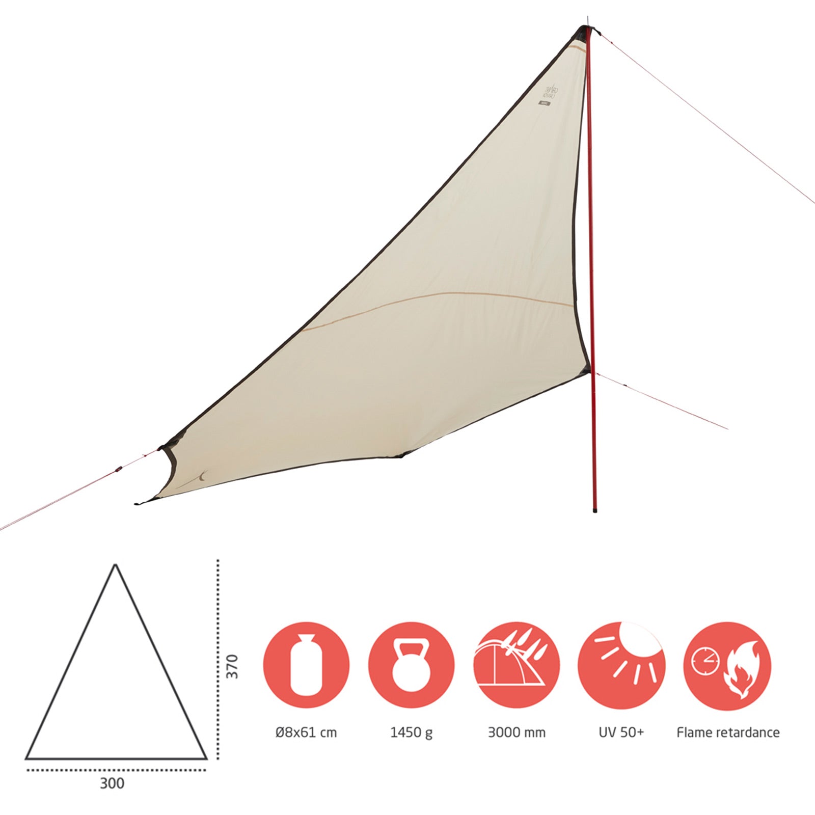 GRAND CANYON Tarp Zuni Ray Sun Shade Tente de camping avant UV50 Imperméable 3x3,7 m