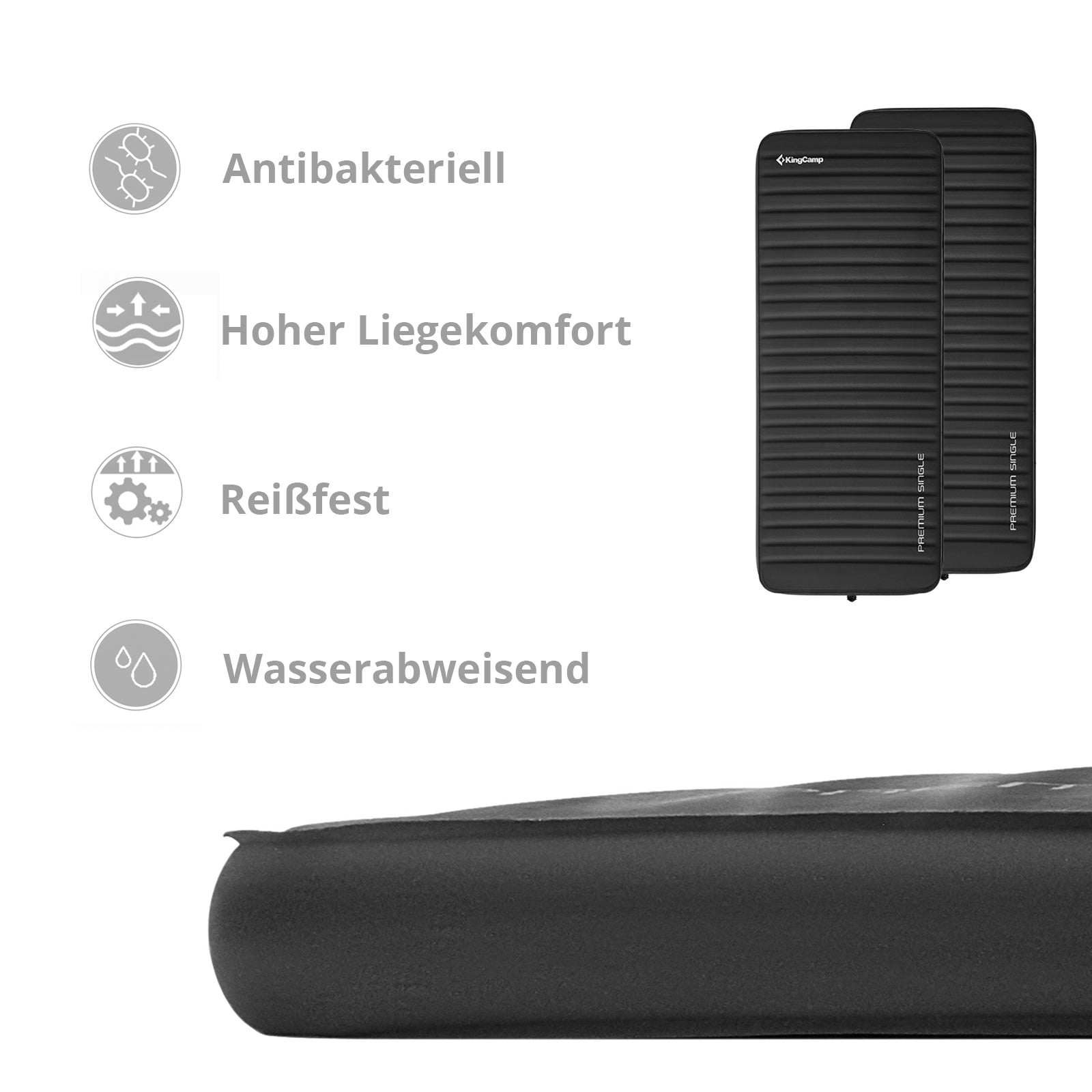 KINGCAMP Luftbett Premium Single Isomatte Selbstaufblasend Camping Bett 7,5 cm