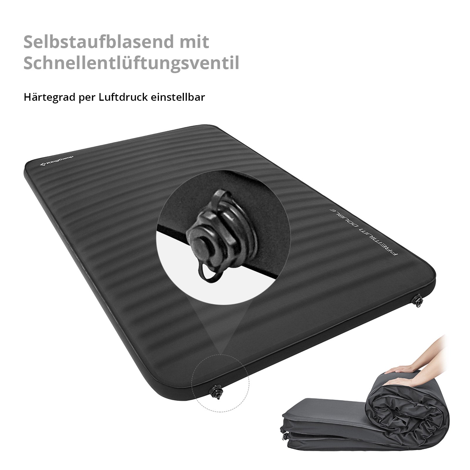 KINGCAMP Luftbett Premium Double Isomatte Selbstaufblasend Camping Bett 7,5 cm