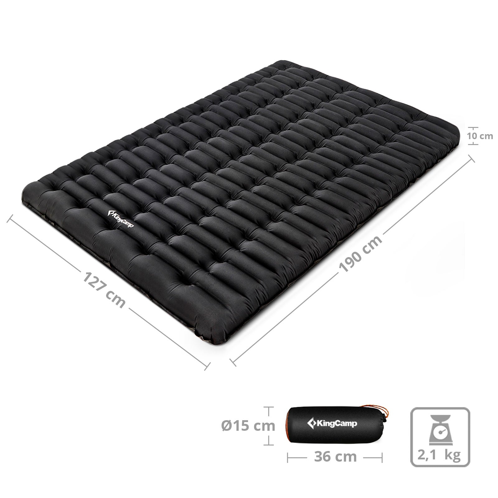 KINGCAMP Slaapmat Super Comfort Double Camping Dubbel Luchtbed Matras 10 cm