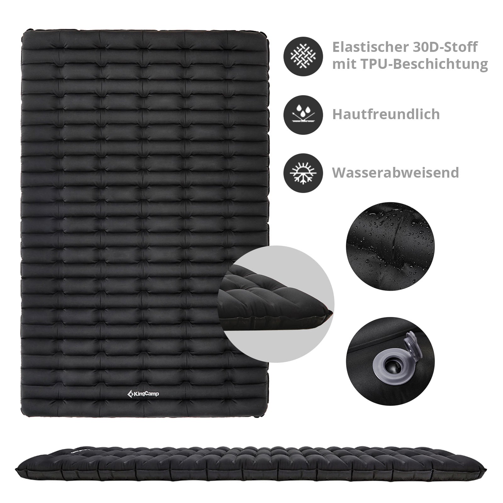 KINGCAMP Isomatte Super Comfort Double Camping Doppel Luft Bett Matratze 10 cm