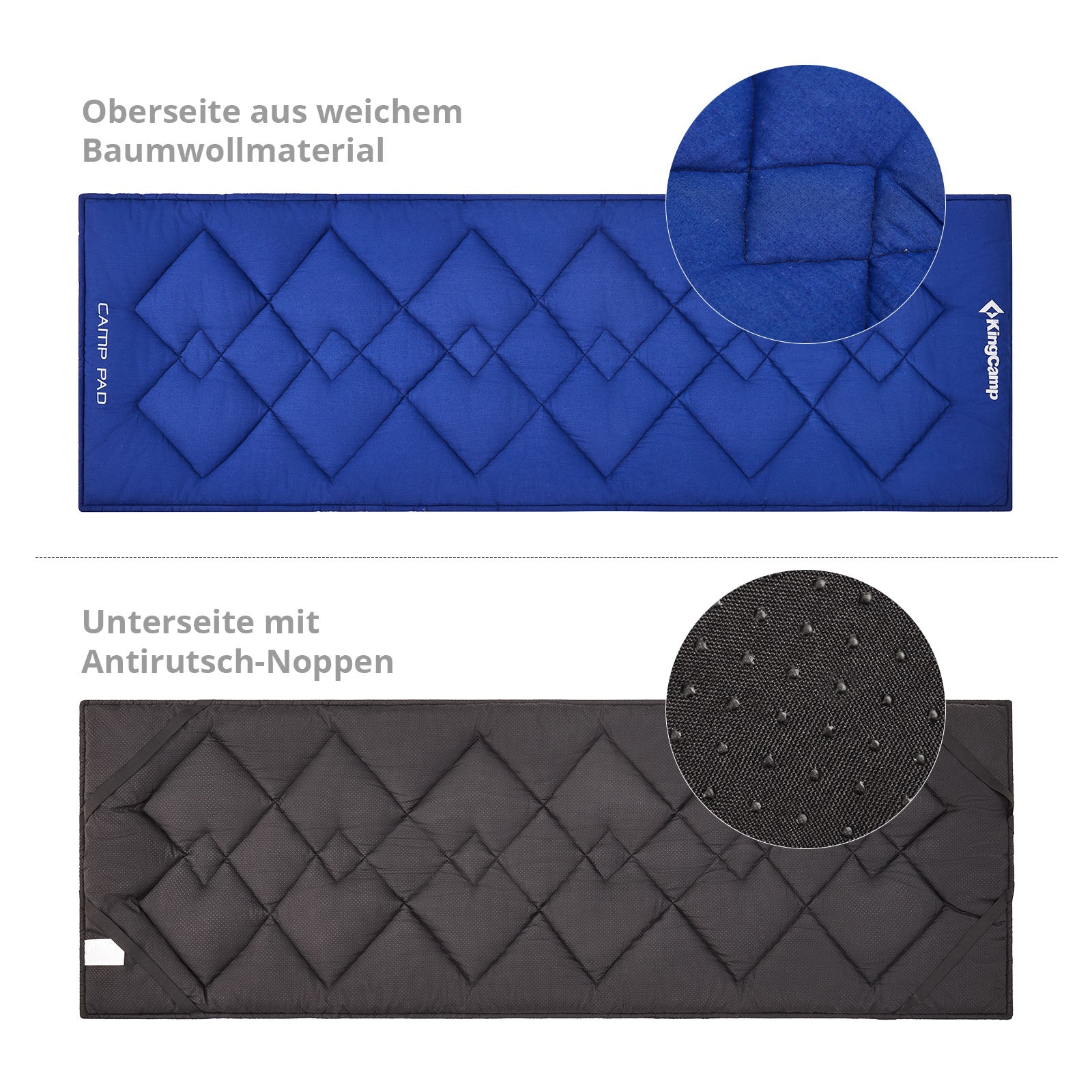 KINGCAMP Feldbettauflage Camp Pad Camping Klappbett Bezug Decke 100% Baumwolle