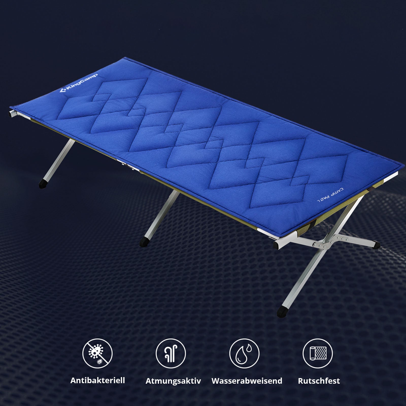 KINGCAMP Feldbettauflage Camp Pad Camping Klappbett Bezug Decke 100% Baumwolle