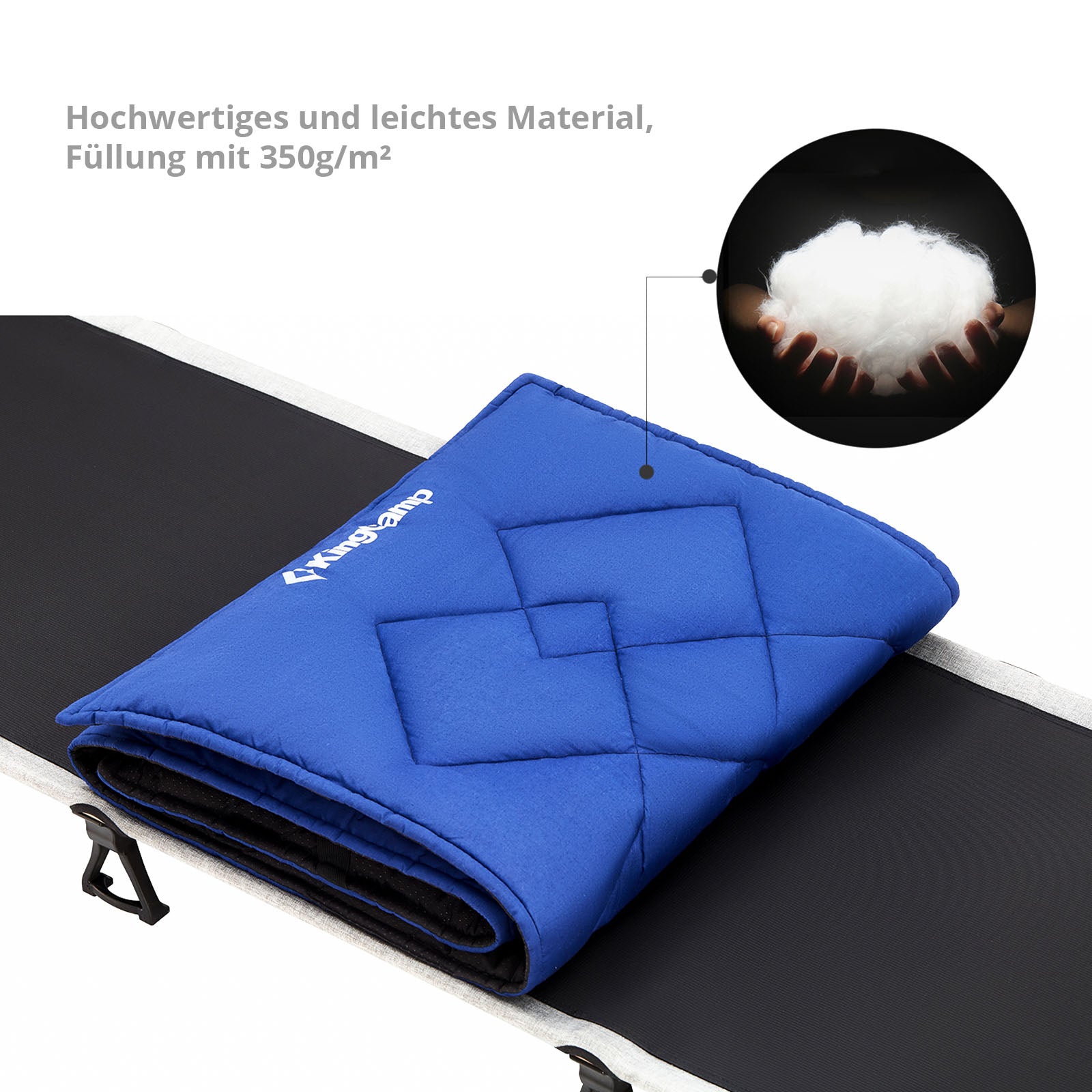 KINGCAMP Feldbettauflage Camp Pad Camping Klappbett Bezug Decke 100% Baumwolle