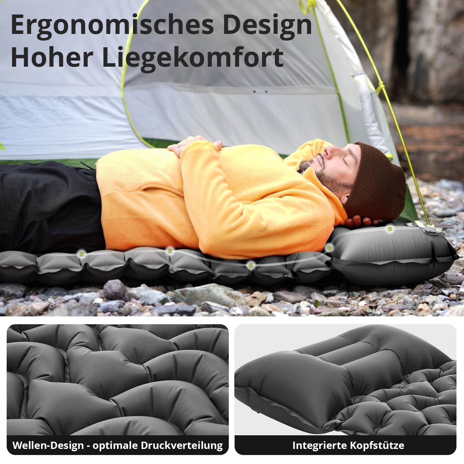 KINGCAMP Trekking Isomatte Wildwood Camping Luftbett Thermo Matte Leicht 0,9 kg