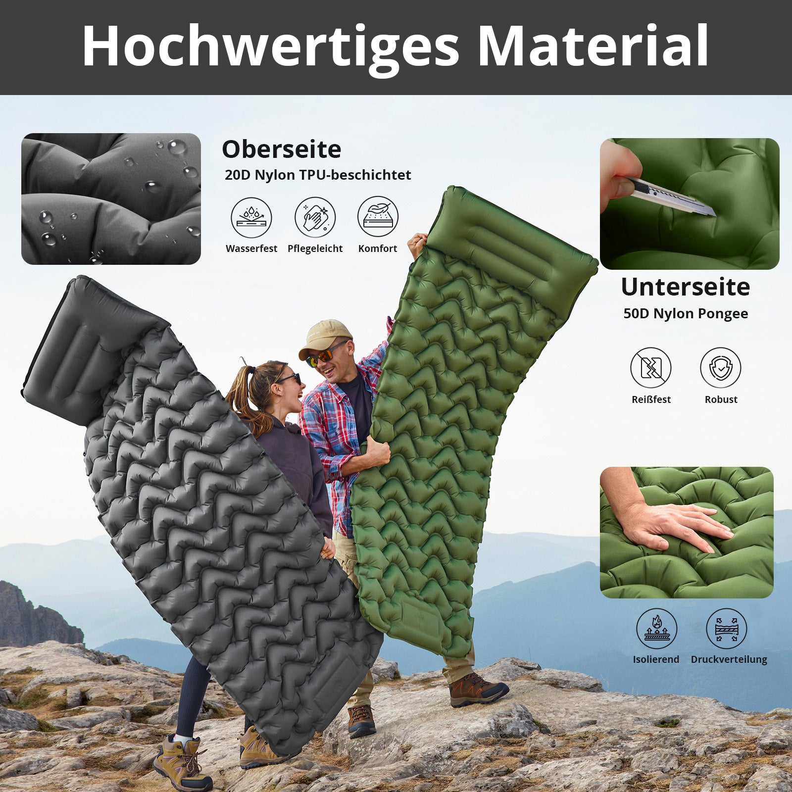 KINGCAMP Trekking Isomatte Wildwood Camping Luftbett Thermo Matte Leicht 0,9 kg