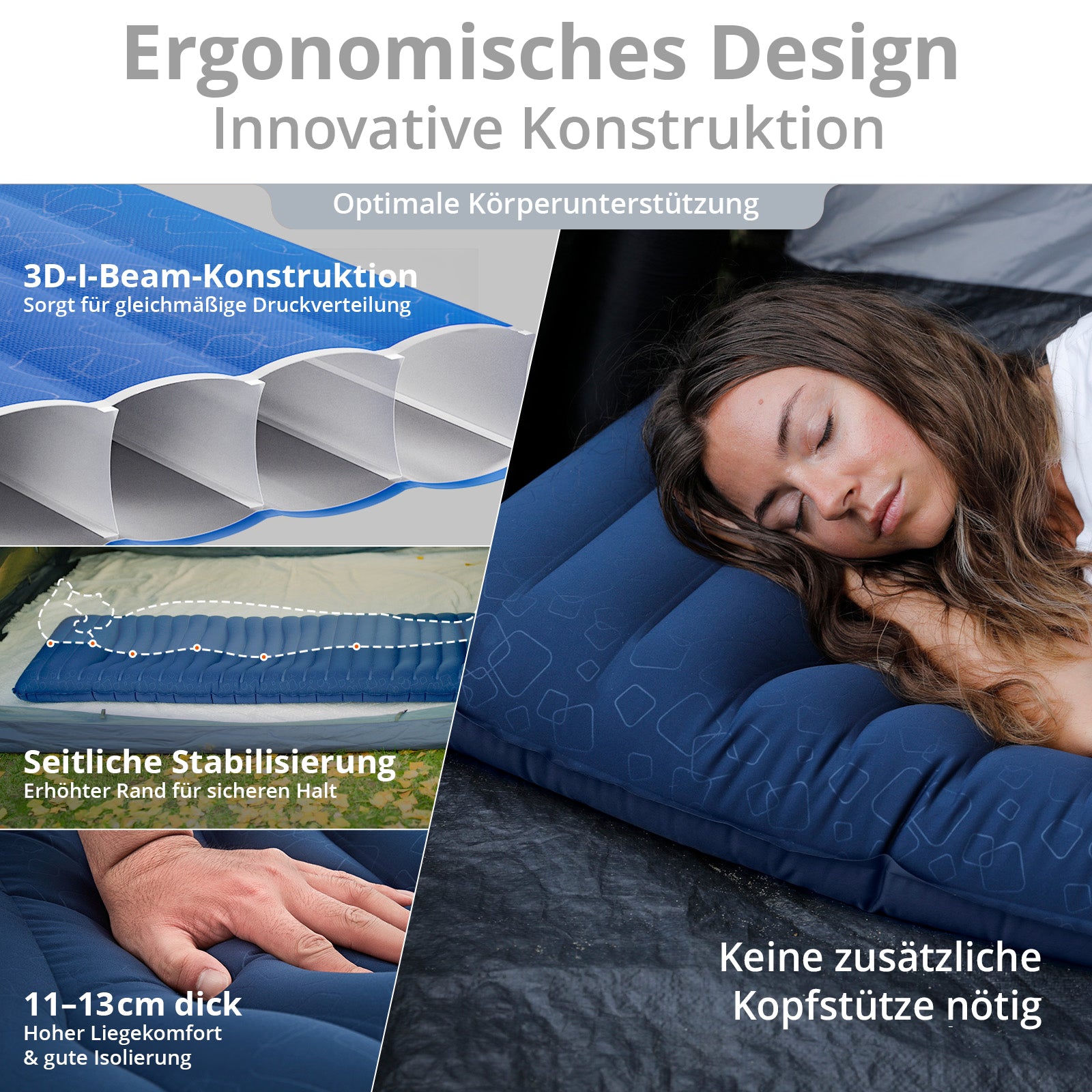 KINGCAMP Isomatte Elevate Trekking Luftbett Camping Luftmatratze Leicht 1,2 kg