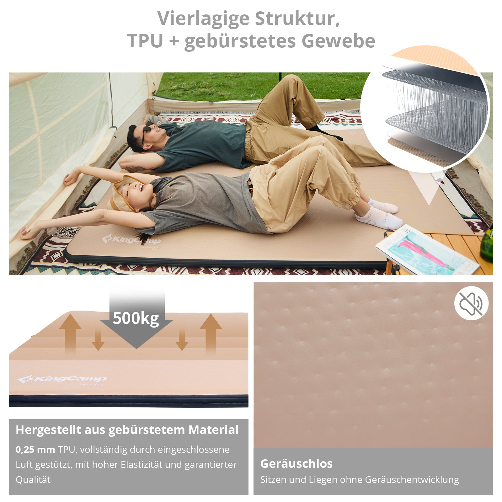 KINGCAMP Camping Luftbett Cloud Rest XL Isomatte Outdoor Matte TPU Leicht 3 kg