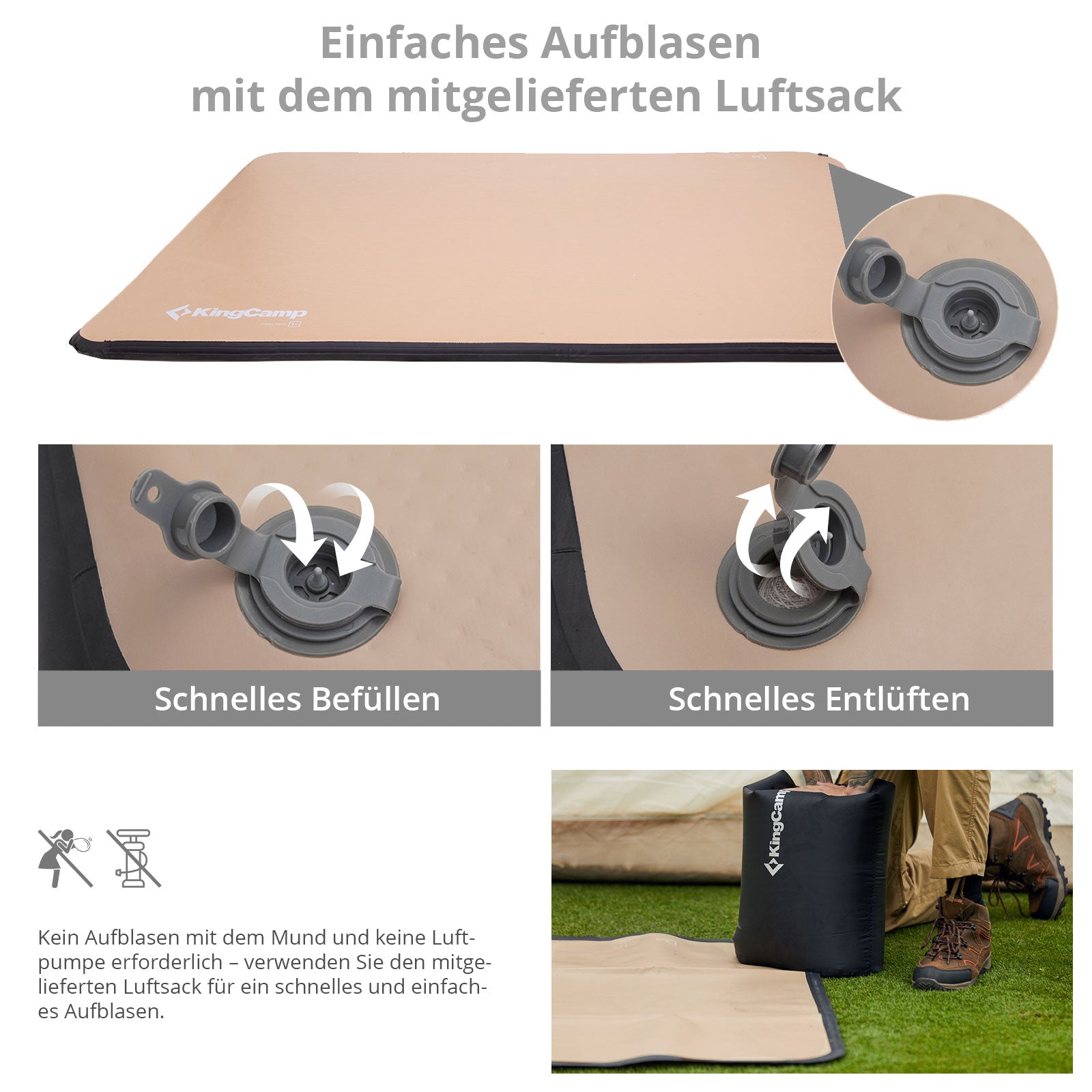 KINGCAMP Camping Luftbett Cloud Rest Double Matte Doppel Isomatte Leicht 3,6 kg